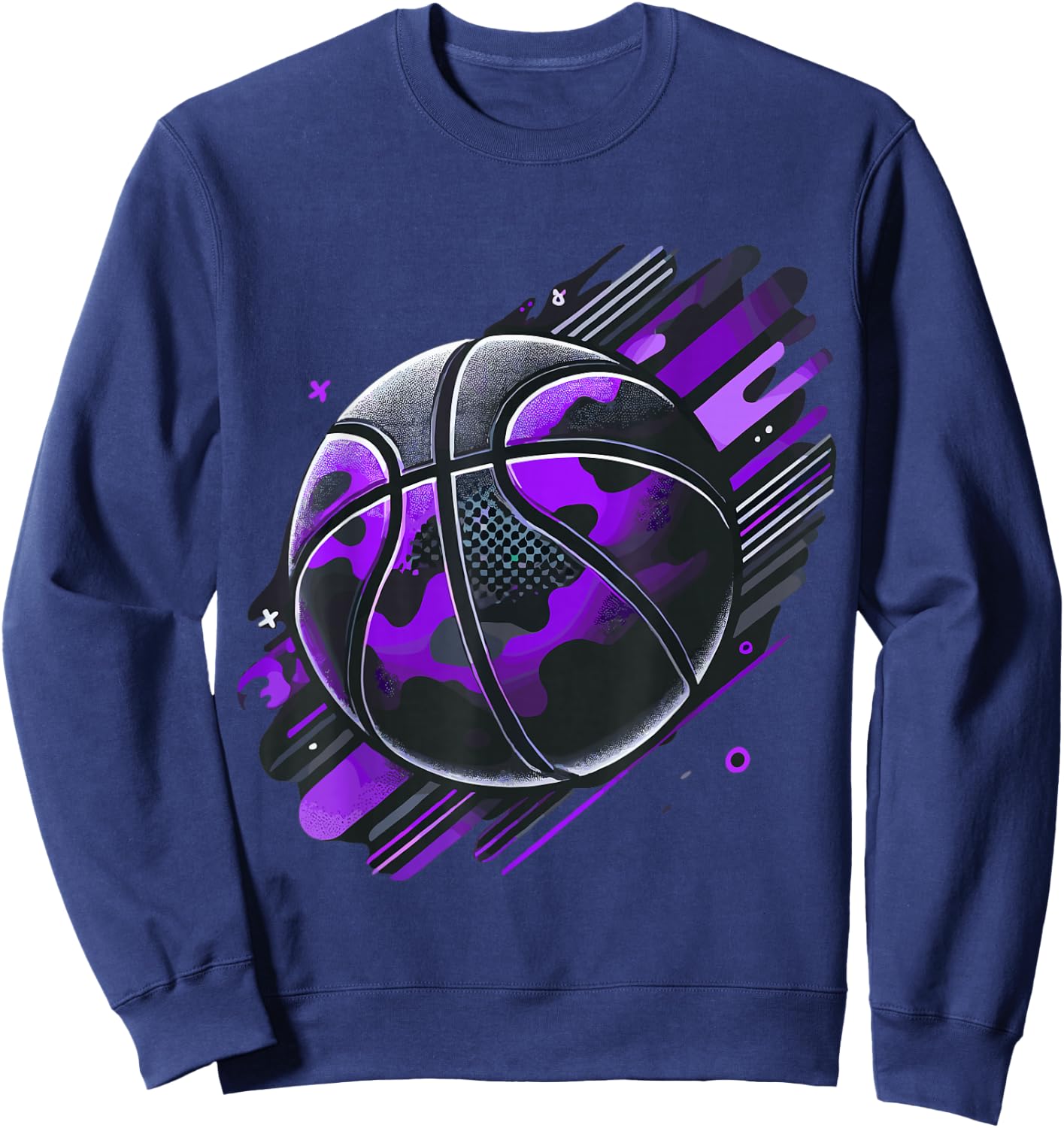 Magical and Funny Basketball Gifts Purple Camouflage Sweatshirt - Sweatshirt | Navy
