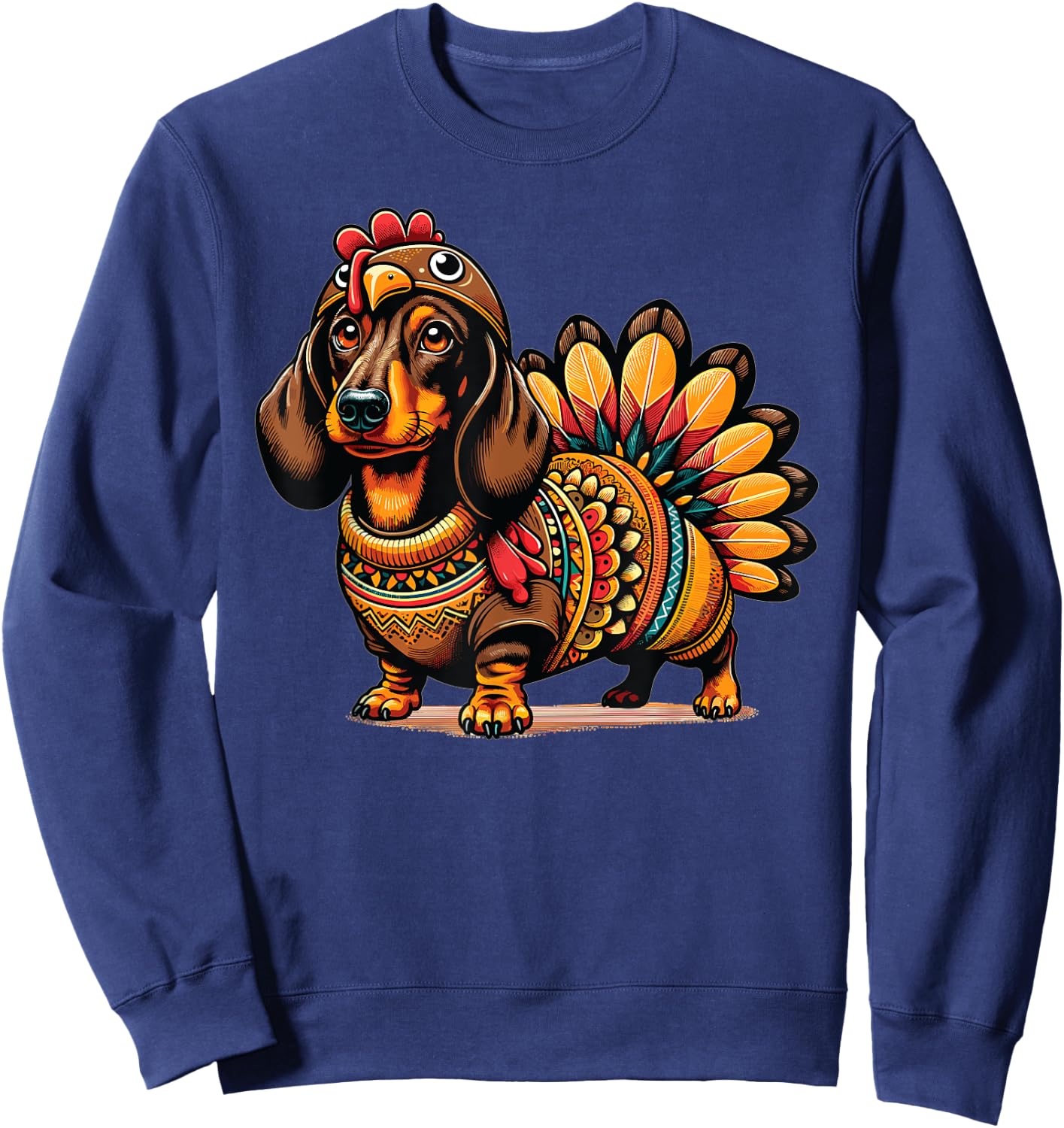 Doxie Dachshund Dog Turkey Costume Women Men Kids Toddler Sweatshirt - Sweatshirt | Navy