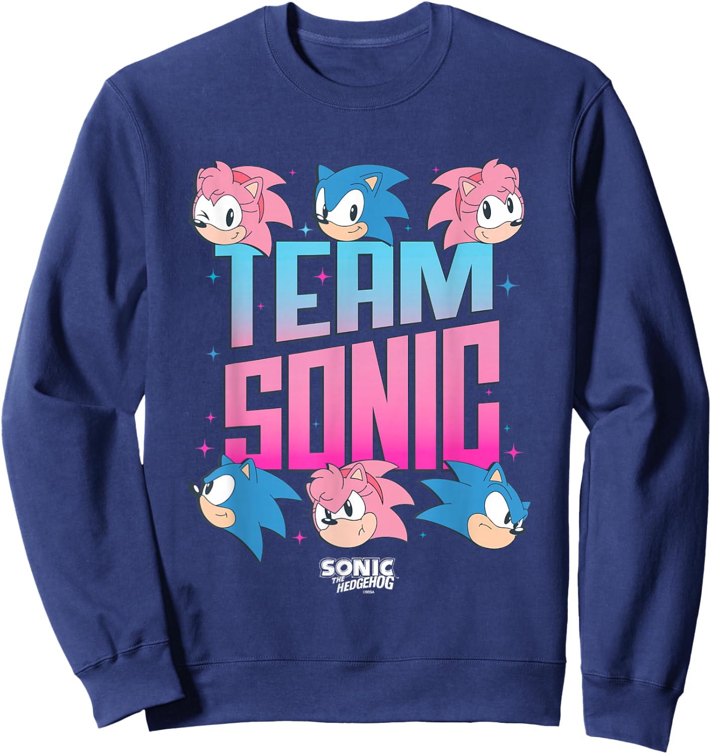 Sonic The Hedgehog Team Sonic Amy Rose Retro Logo Sweatshirt - Sweatshirt | Navy