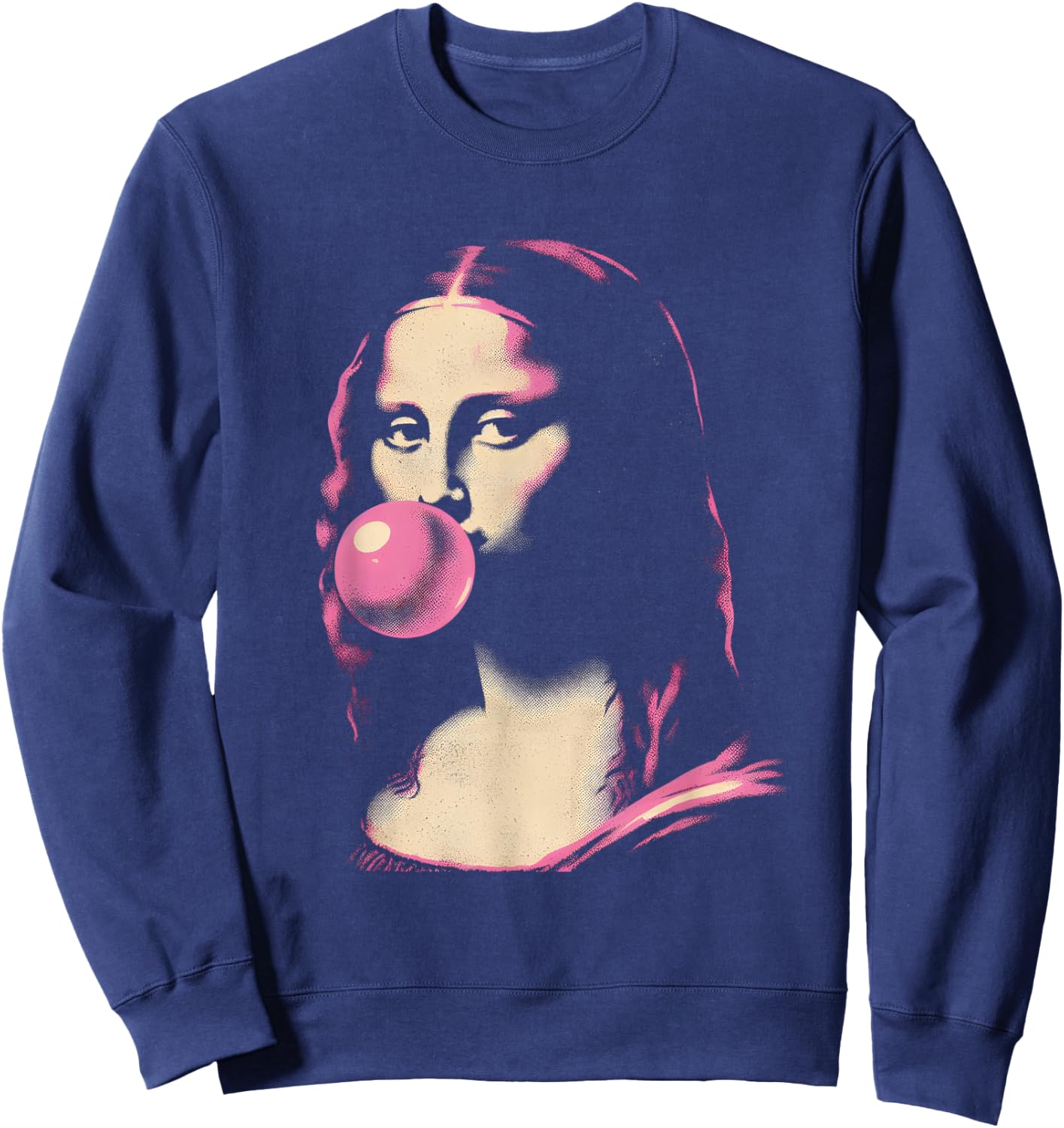 Mona-Lisa Blowing Bubble Gum - Funny Vintage Graphic Gum Sweatshirt - Sweatshirt | Navy