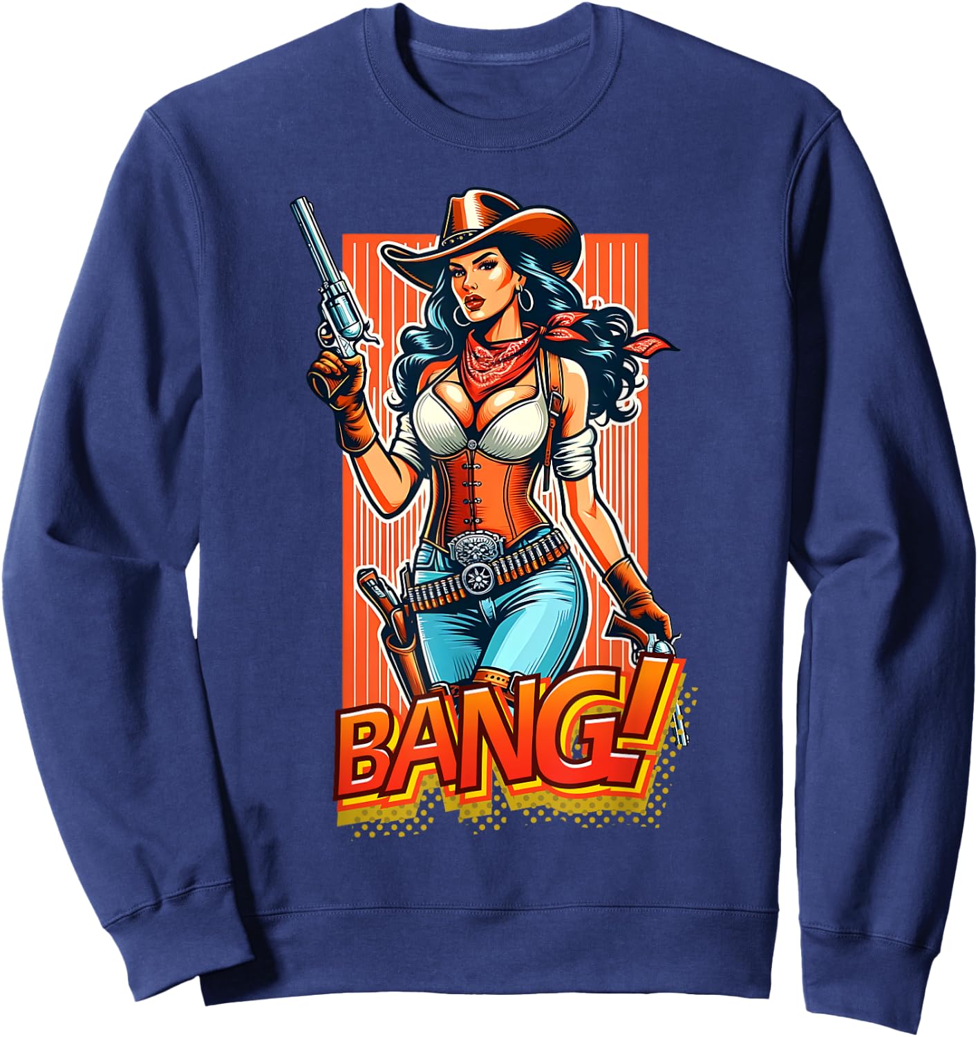 Cowboy Western Gun Range Country Cowgirl Bang Sweatshirt - Sweatshirt | Navy