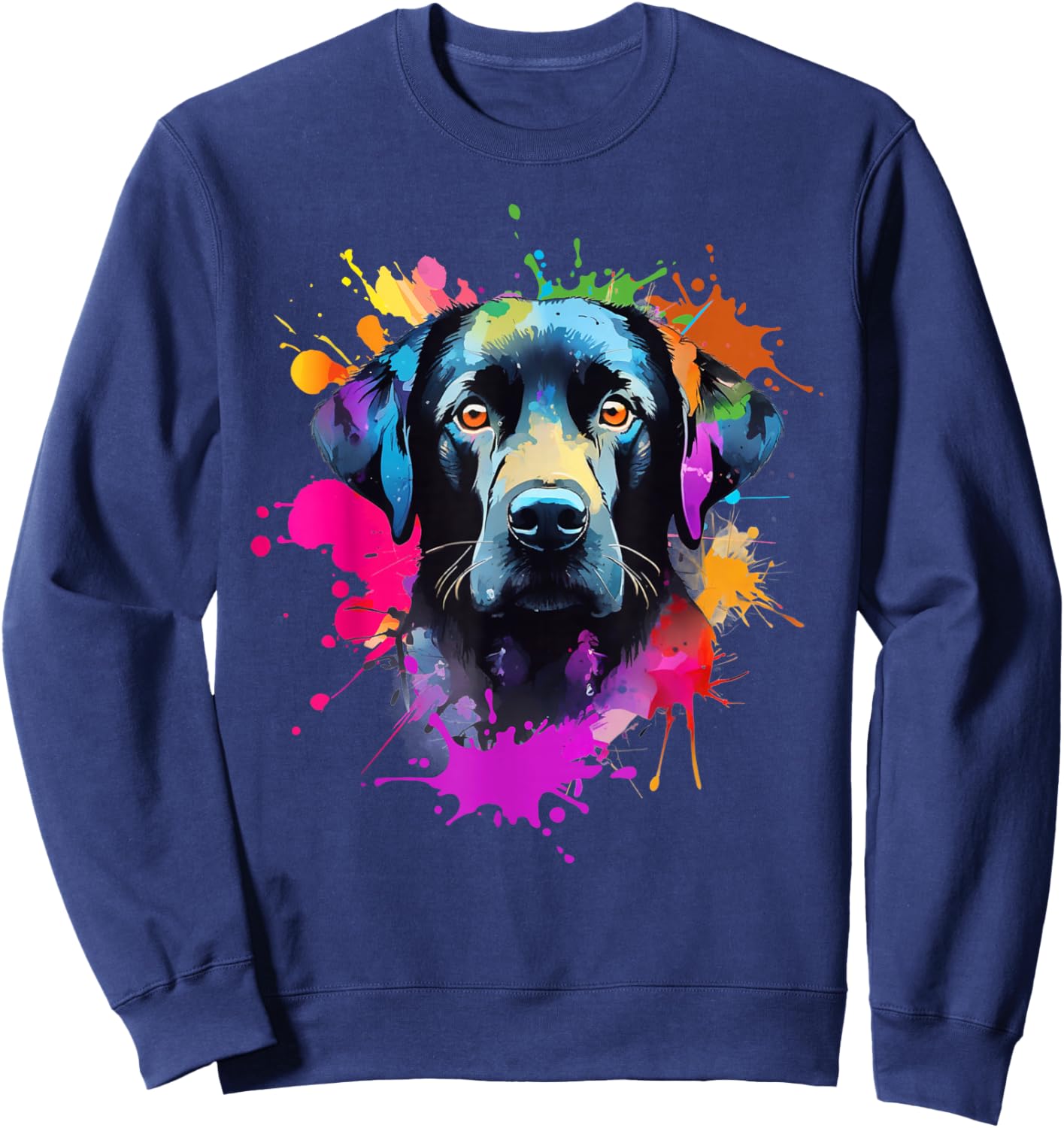 Colourful Labrador Black Retriever Lab Splash Paint Art Sweatshirt - Sweatshirt | Navy