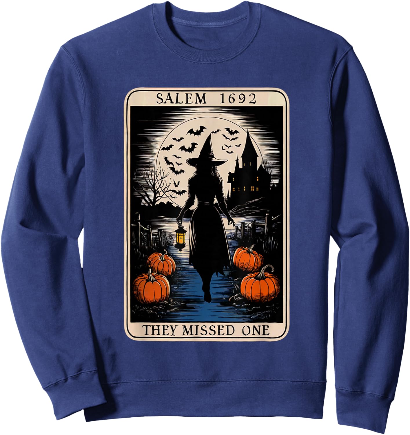 Salem 1692 They Missed One Halloween Tarot Card Witch Trials Sweatshirt - Sweatshirt | Navy