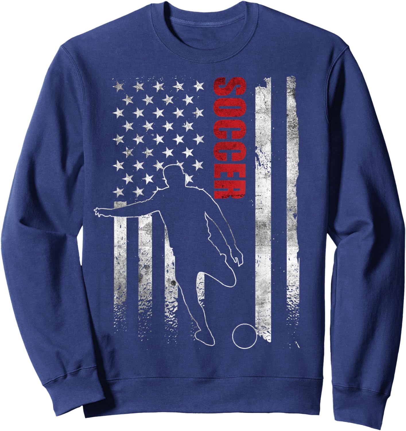 Soccer Apparel American Flag Soccer Player US Flag Sweatshirt - Sweatshirt | Navy