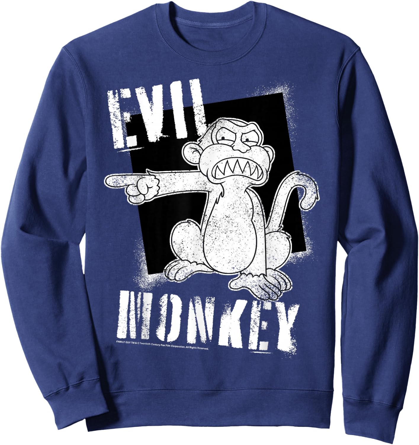 Family Guy Evil Monkey Angry Distressed Big Chest Poster Sweatshirt - Sweatshirt | Navy