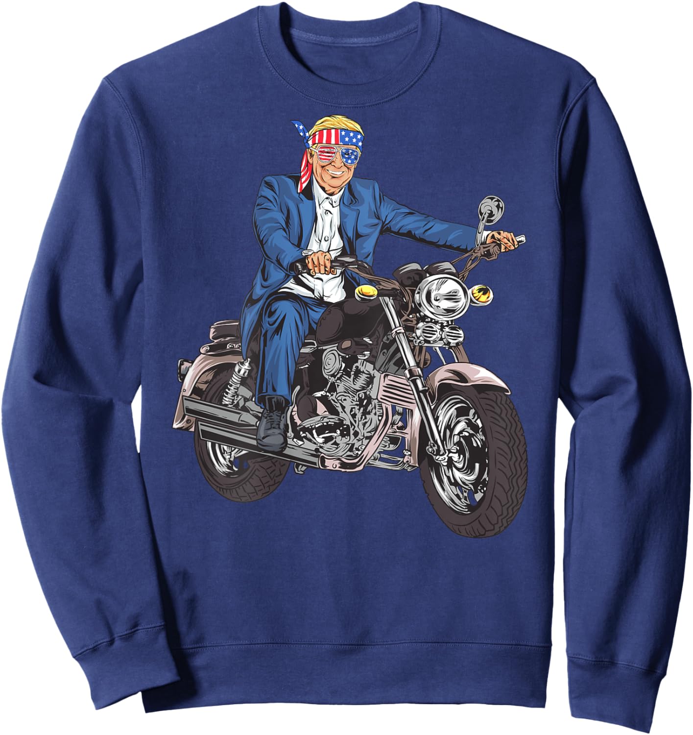 Bikers For Trump Motorcycle T Shirt (printed on back) Sweatshirt - Sweatshirt | Navy
