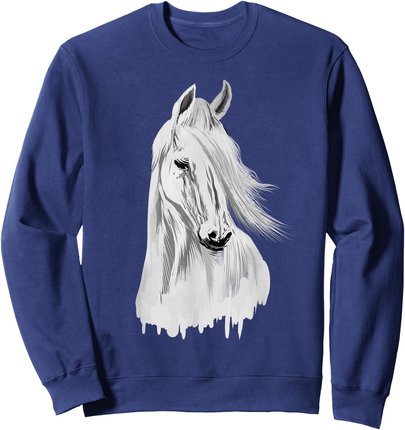 Horse Head Funny Equestrian Animal Lover Gift Men Women Kids Sweatshirt - Sweatshirt | Navy