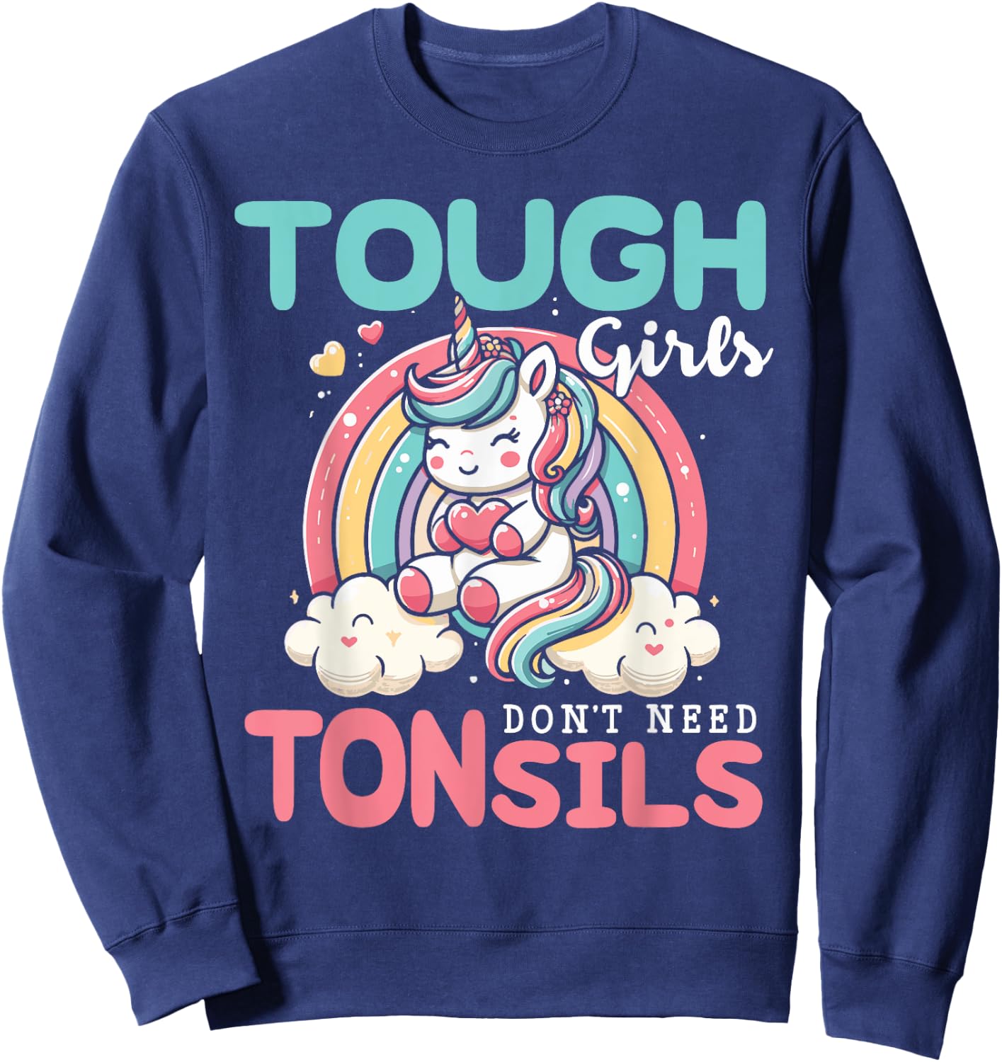 Tonsil Surgery Recovery Shirt Girls Unicorn Tonsil Removal Sweatshirt - Sweatshirt | Navy