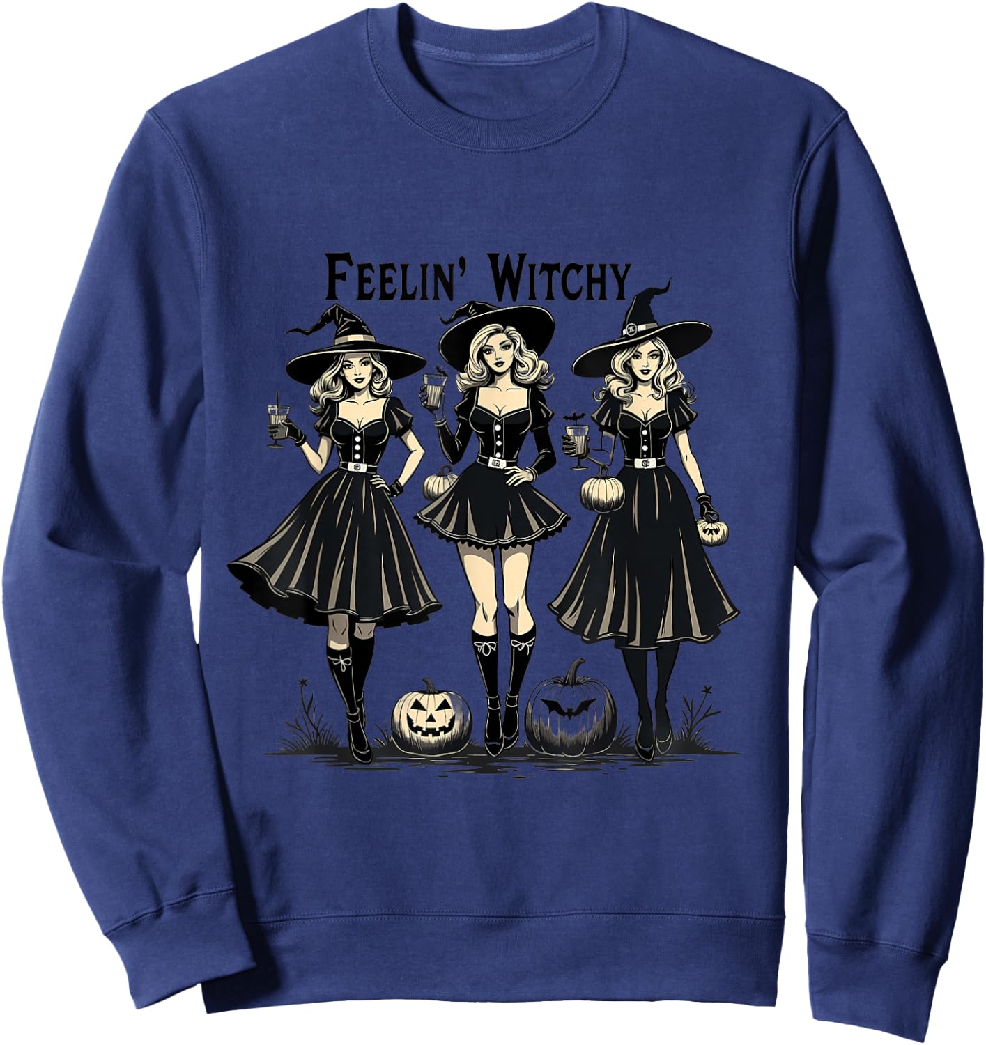 Feelin' Witchy Halloween Women Sweatshirt - Sweatshirt | Navy