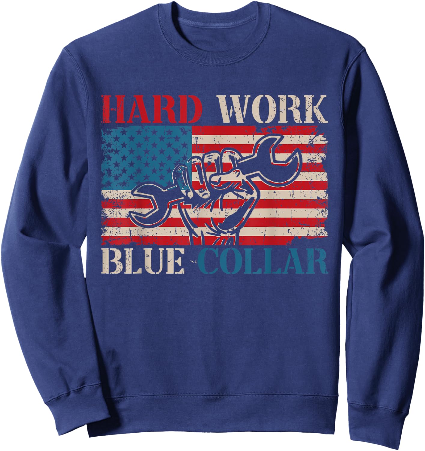 American Roughneck Mechanic Blue Collar Worker Sweatshirt - Sweatshirt | Navy