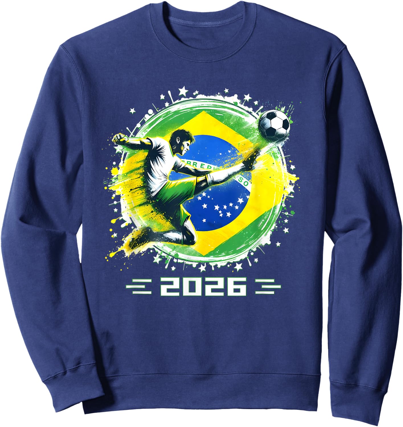 Brazil Player Sports Vintage Men Boys Brasil 2026 Sweatshirt - Sweatshirt | Navy