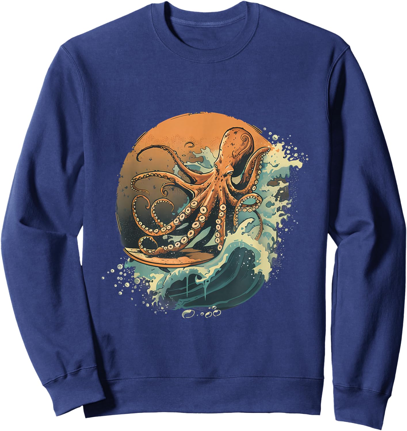 Cthulhu Ocean Sea Animal Octopus Lover Surfing Sea Monster Sweatshirt - Sweatshirt | Navy