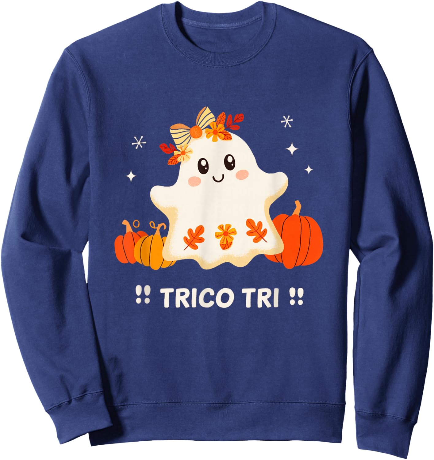 Trico Tri Cute Halloween Spooky Mexican Ghost Spanglish Sweatshirt - Sweatshirt | Navy