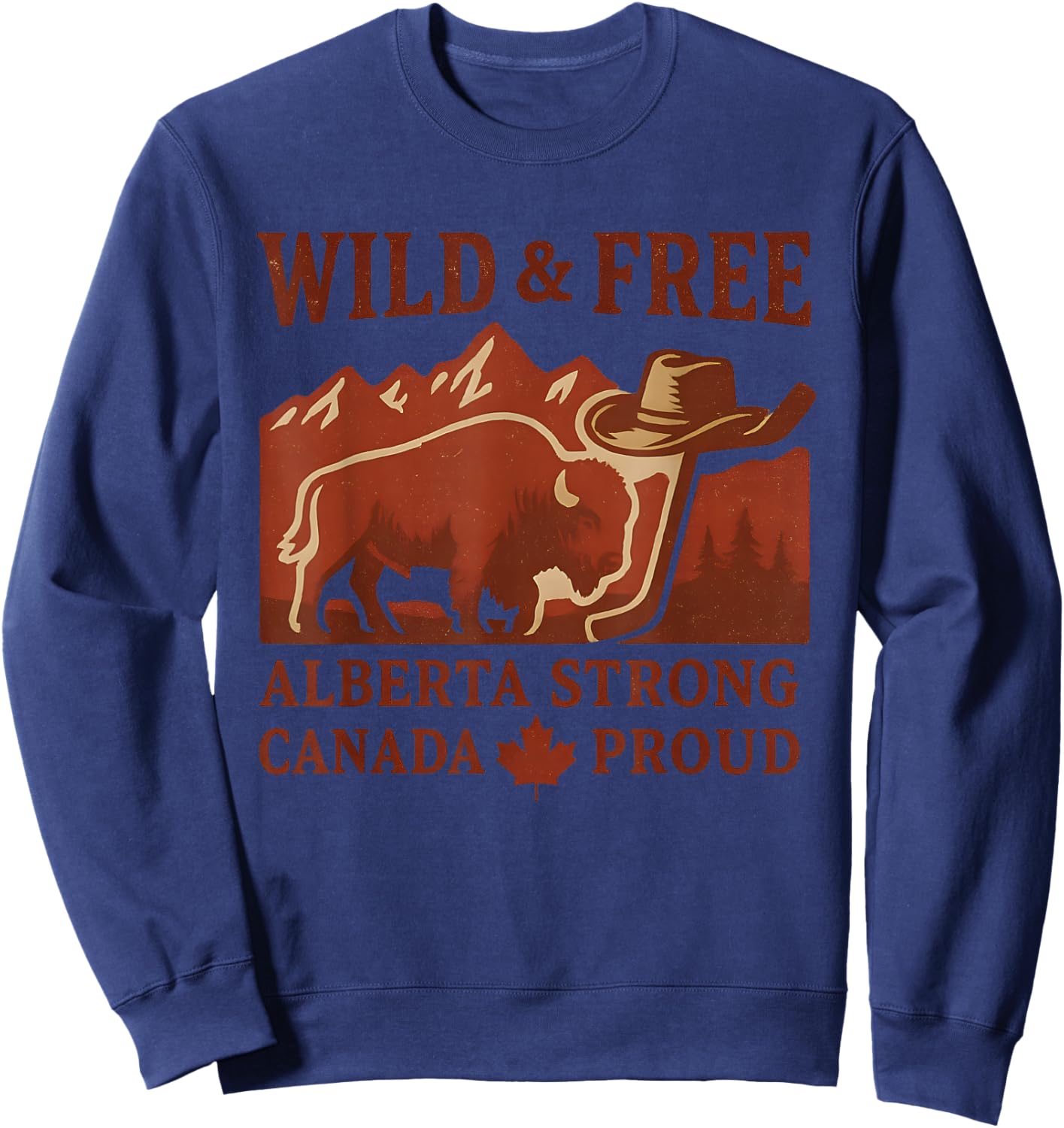 Wild And Free Alberta Strong Canada Day Pride Sweatshirt - Sweatshirt | Navy