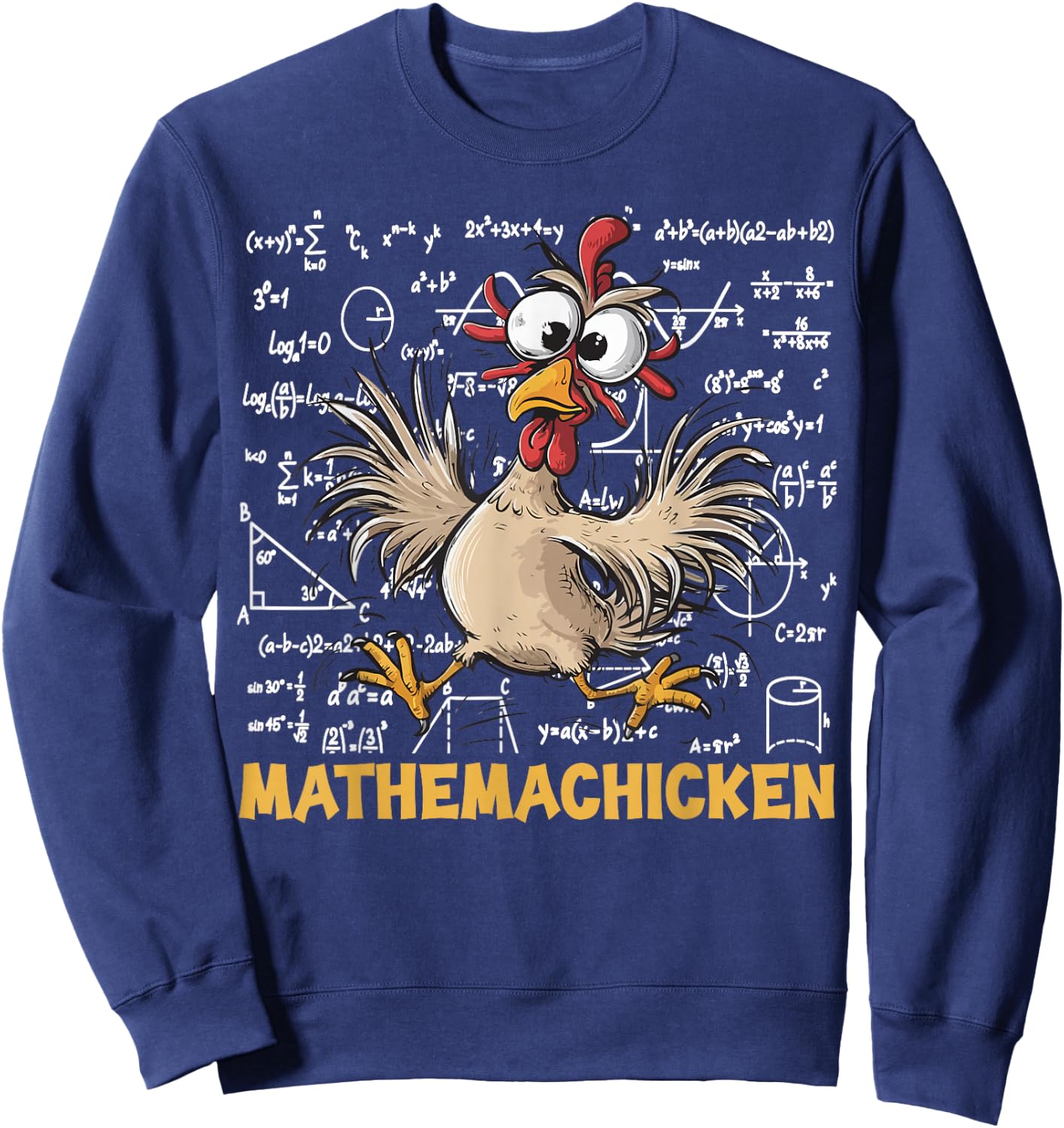 Mathemachicken Funny Chicken Math Teacher Back To School Sweatshirt - Sweatshirt | Navy