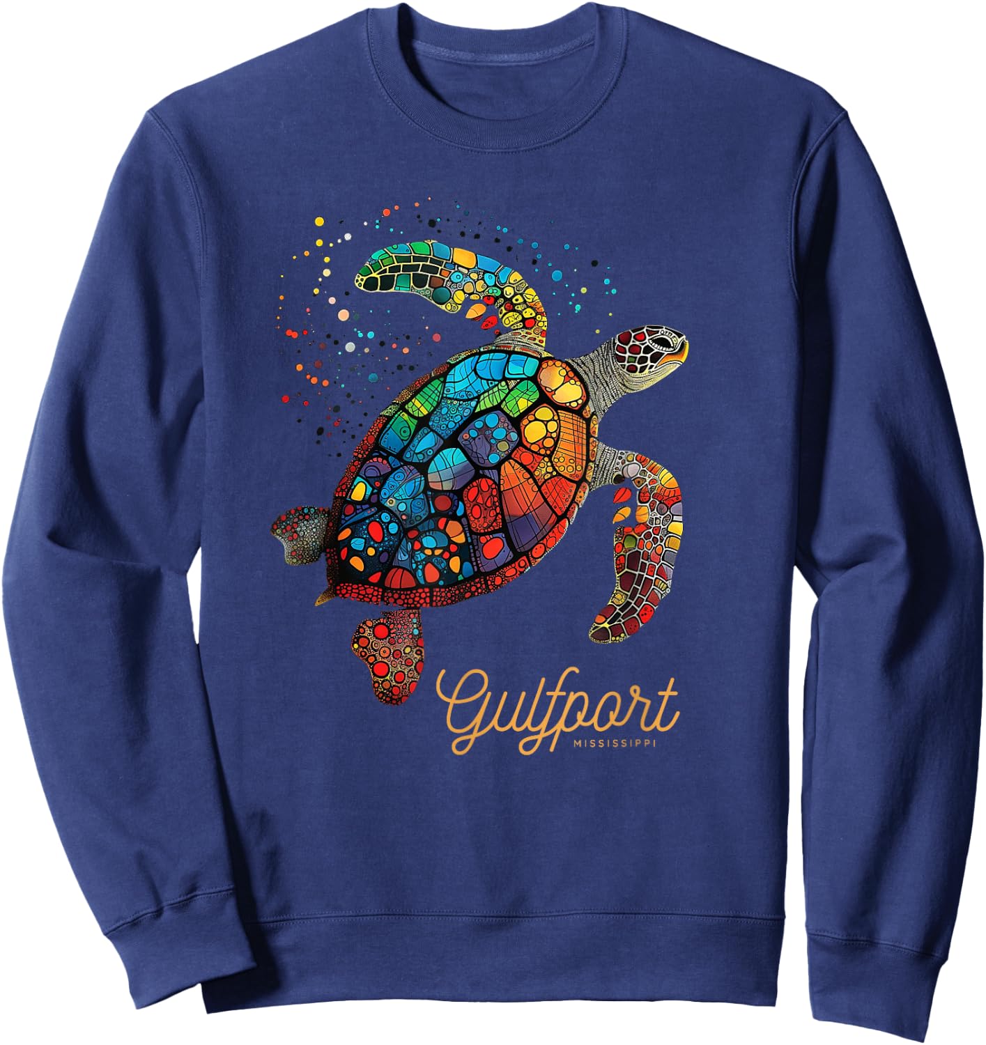 Gulfport Mississippi MS Vacation Holiday Vintage Sea Turtle Sweatshirt - Sweatshirt | Navy