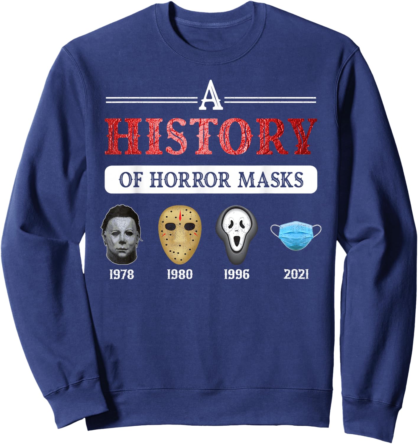 True Crime & Serial Killer A History Of Horror Masks Sweatshirt - Sweatshirt | Navy
