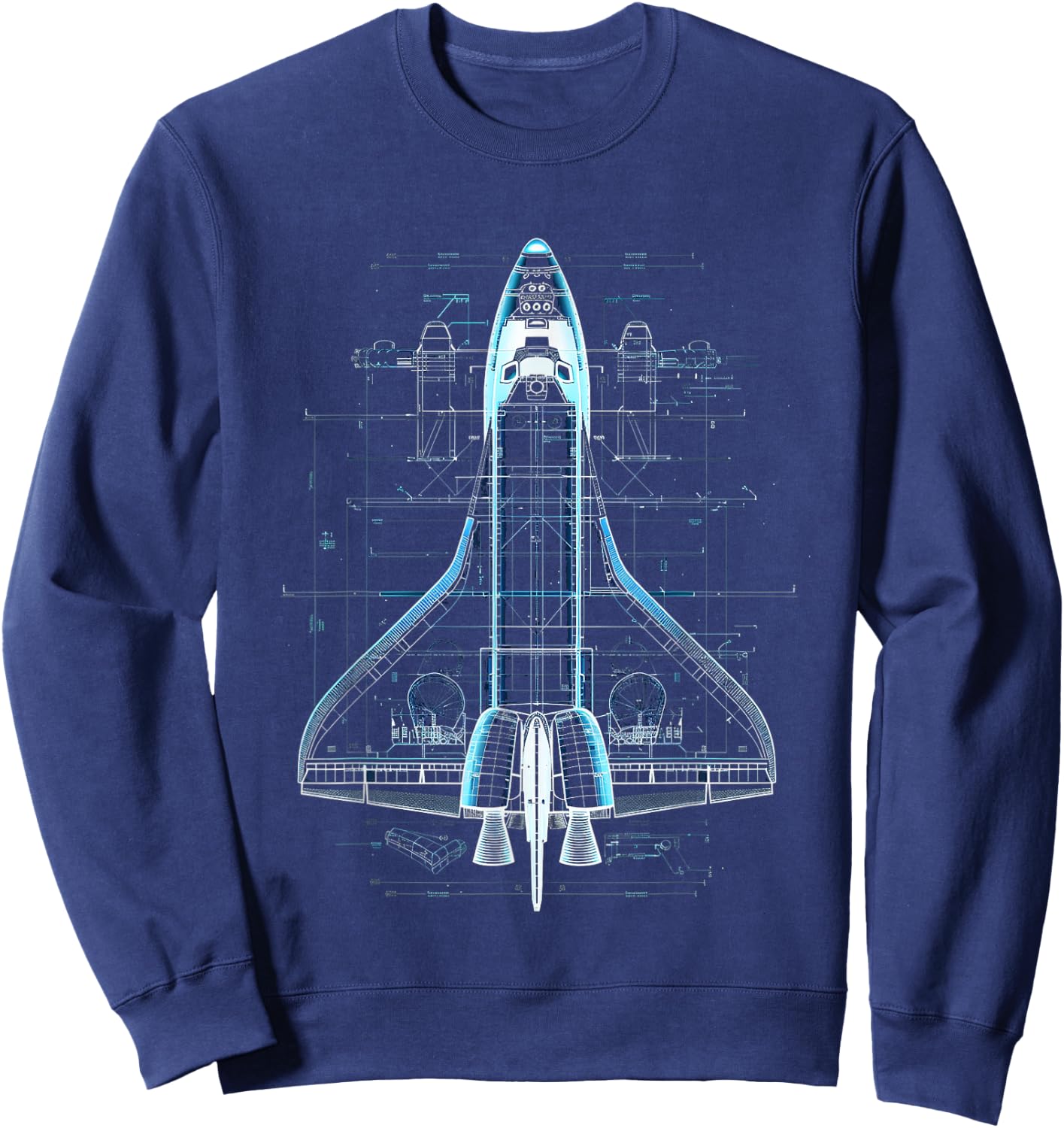Space Shuttle Blueprint Sweatshirt - Sweatshirt | Navy