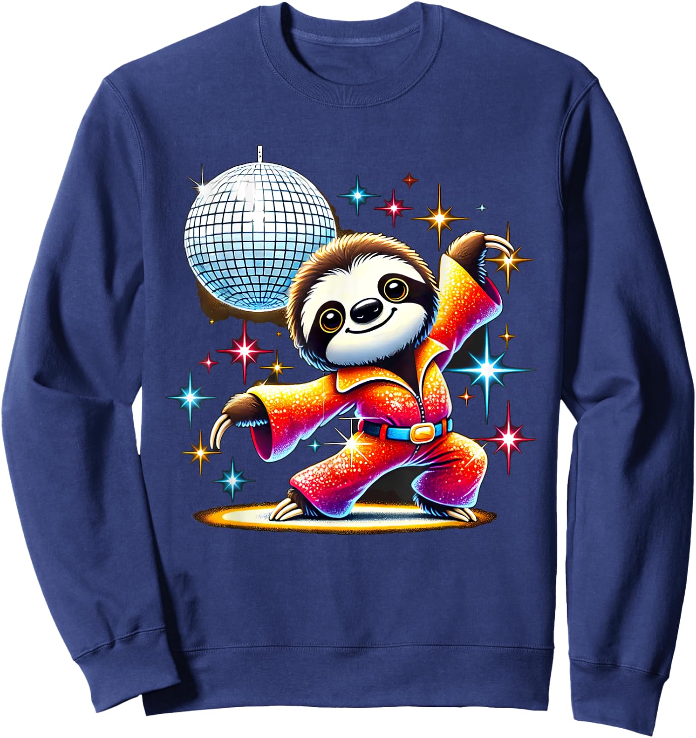 Aesthetic Sloth Disco Sweatshirt - Sweatshirt | Navy