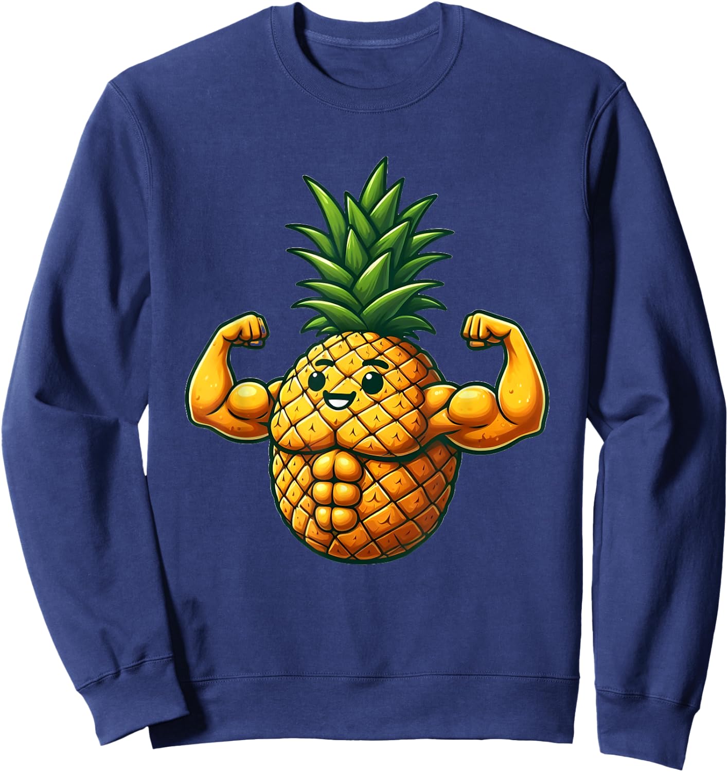 Funny Muscular Pineapple with Abs Sweatshirt - Sweatshirt | Navy