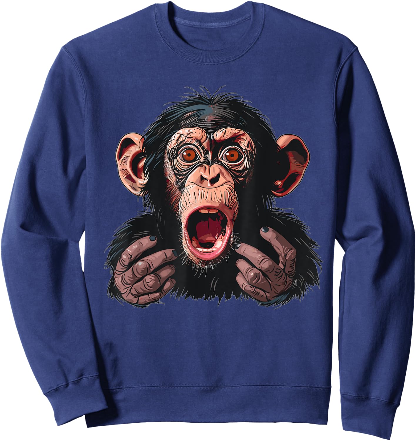 Anxious Monkey I Funny Monkey Sweatshirt - Sweatshirt | Navy