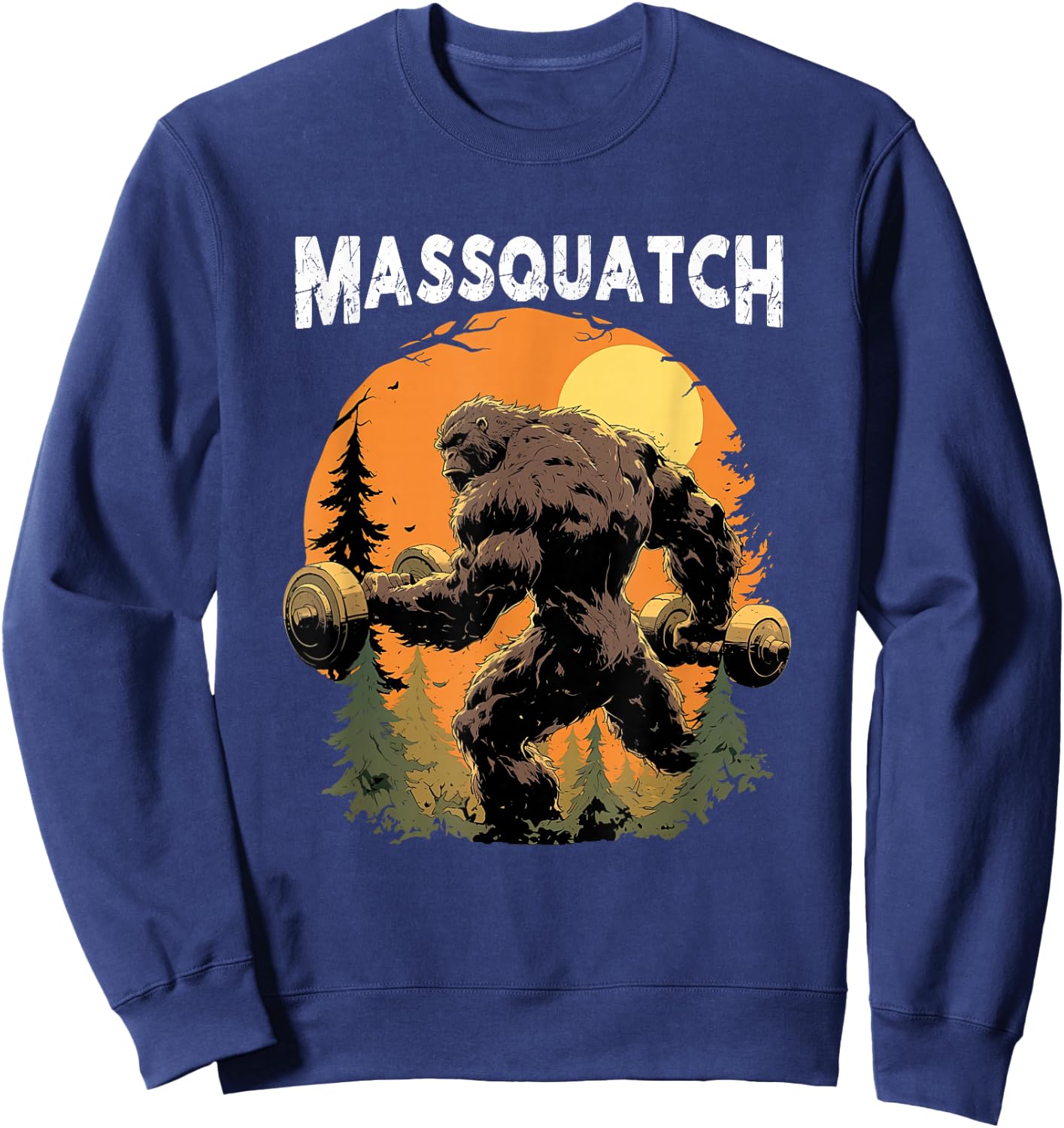 Hairy Animal Workout Merch Bigfoot Massquatch Funny Sasquatch Workout Gym Weightlifter Sweatshirt - Sweatshirt | Navy