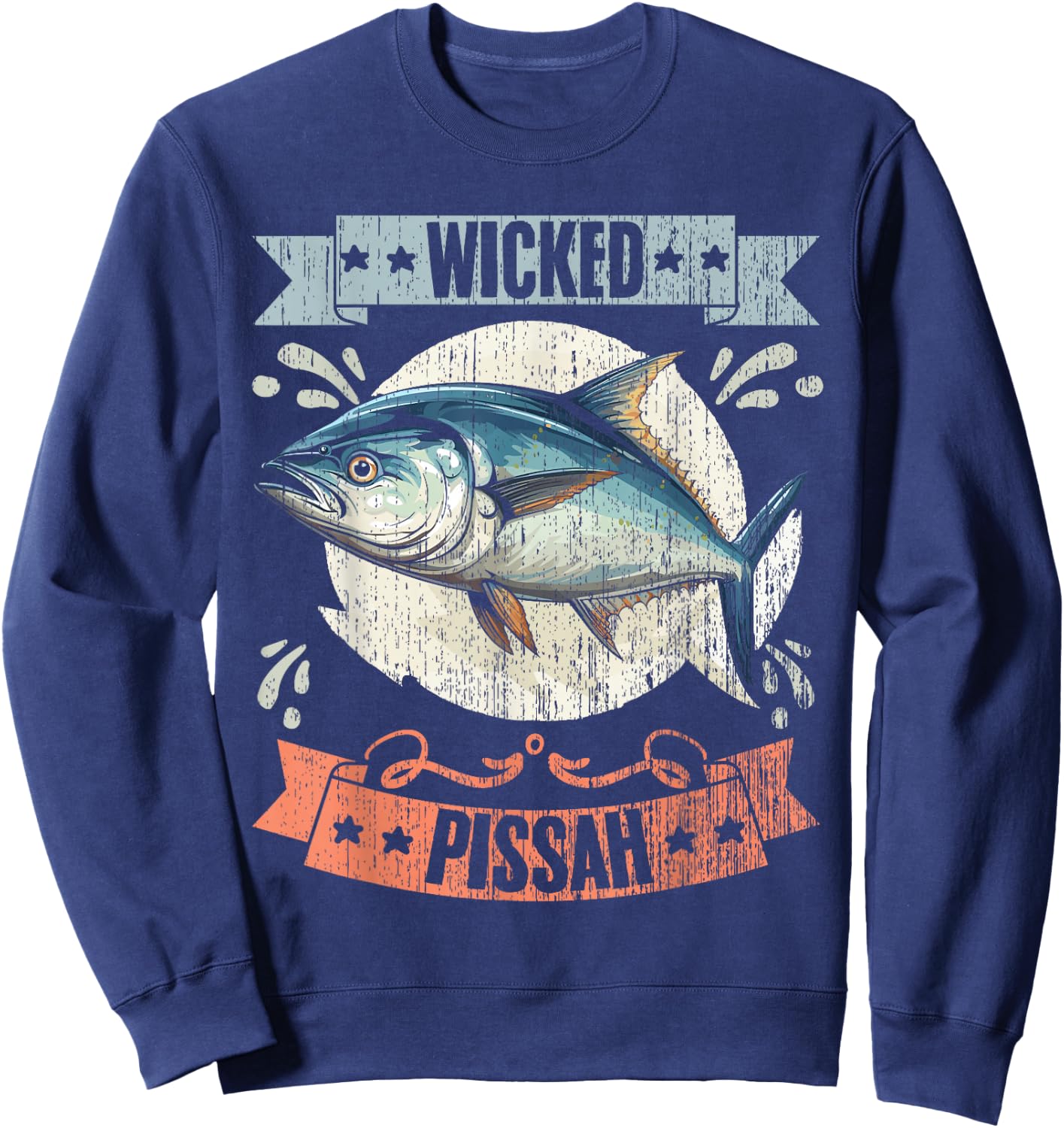 Wicked Pissah Retro Tuna Whisperer Tuna Fisherman Tuna Lover Sweatshirt - Sweatshirt | Navy