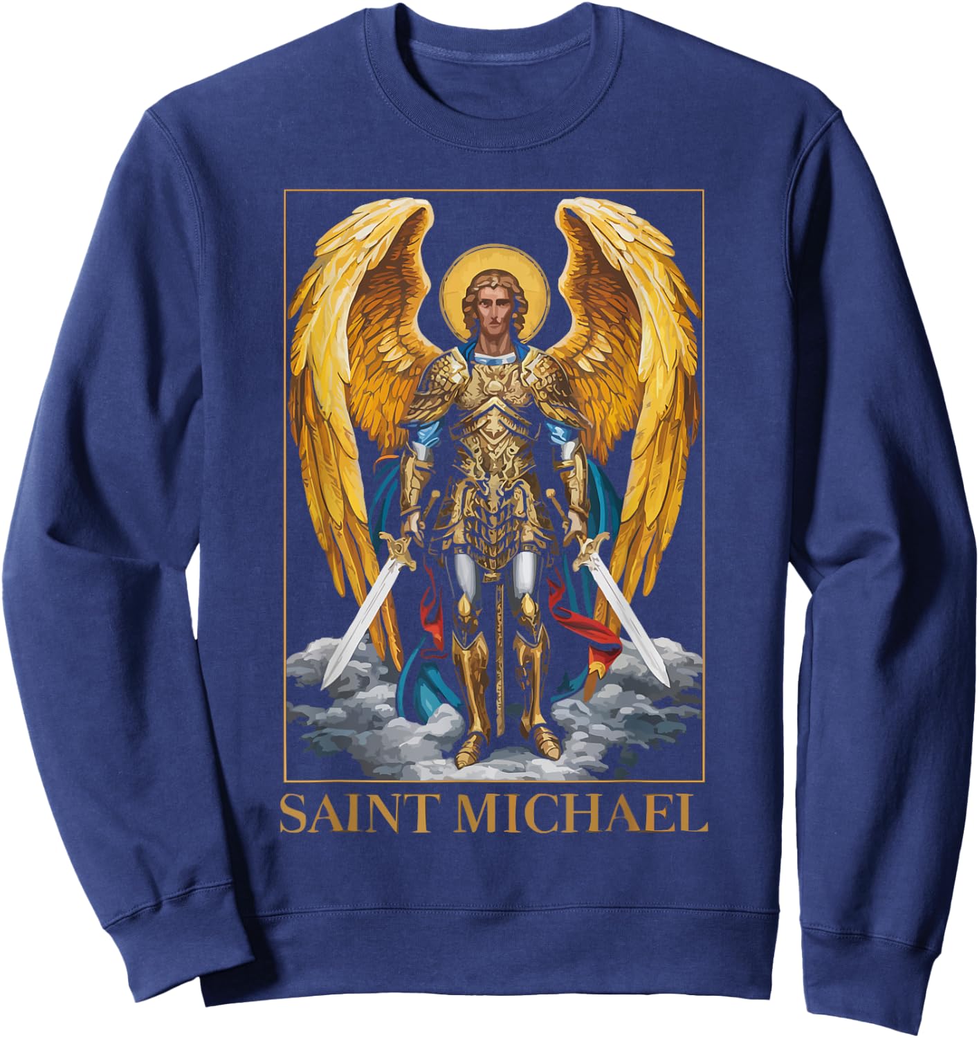Archangel Catholic Religion Christianity Guardian Angel Sweatshirt - Sweatshirt | Navy