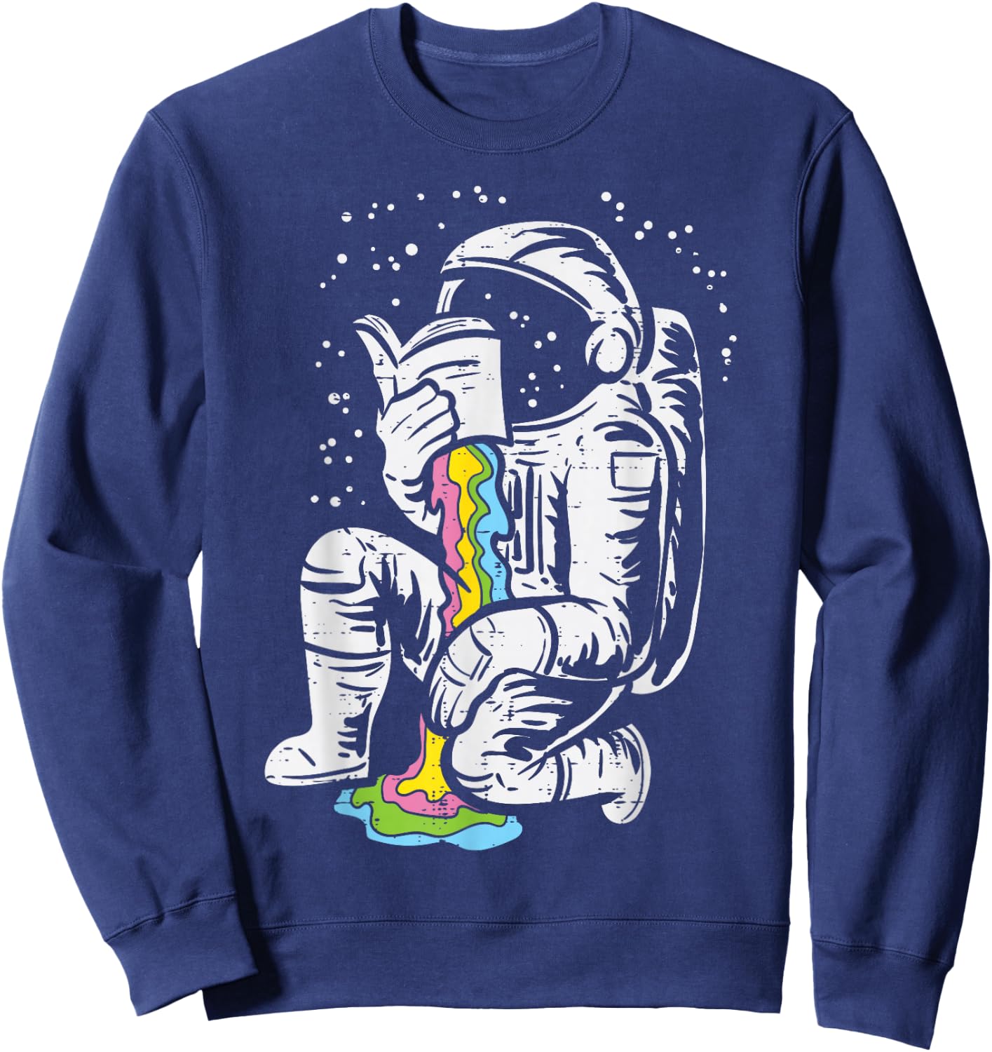 Astronaut Reading Book Space Galaxy Bookworm Men Women Kids Sweatshirt - Sweatshirt | Navy