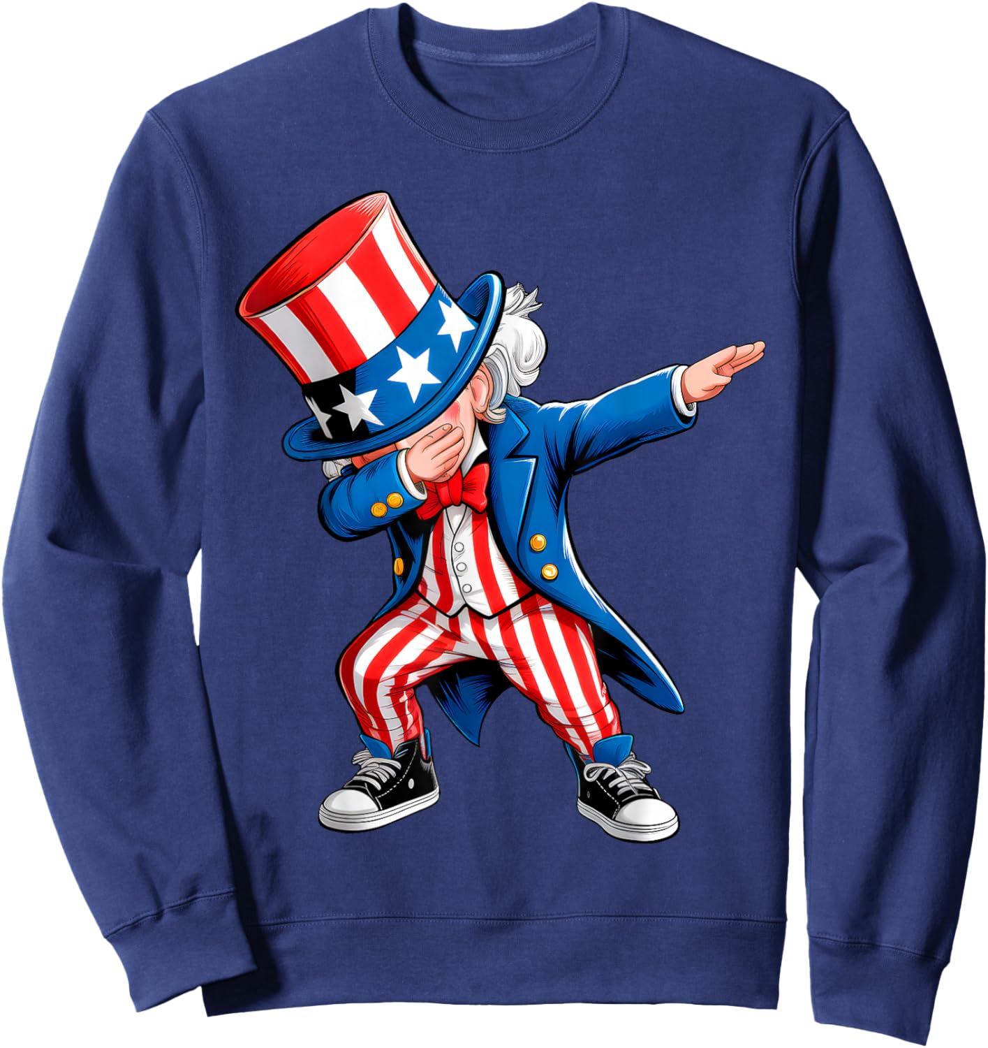 Dabbing Uncle Sam 4th of July Kids Boys Men Funny Dab Dance Sweatshirt - Sweatshirt | Navy