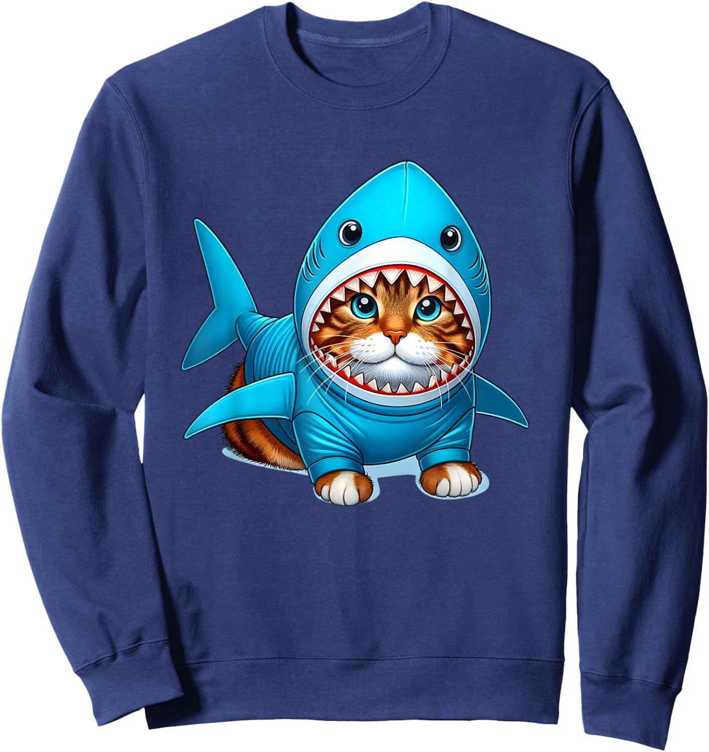 Cat in Shark Costume Women Kids Sweatshirt - Sweatshirt | Navy