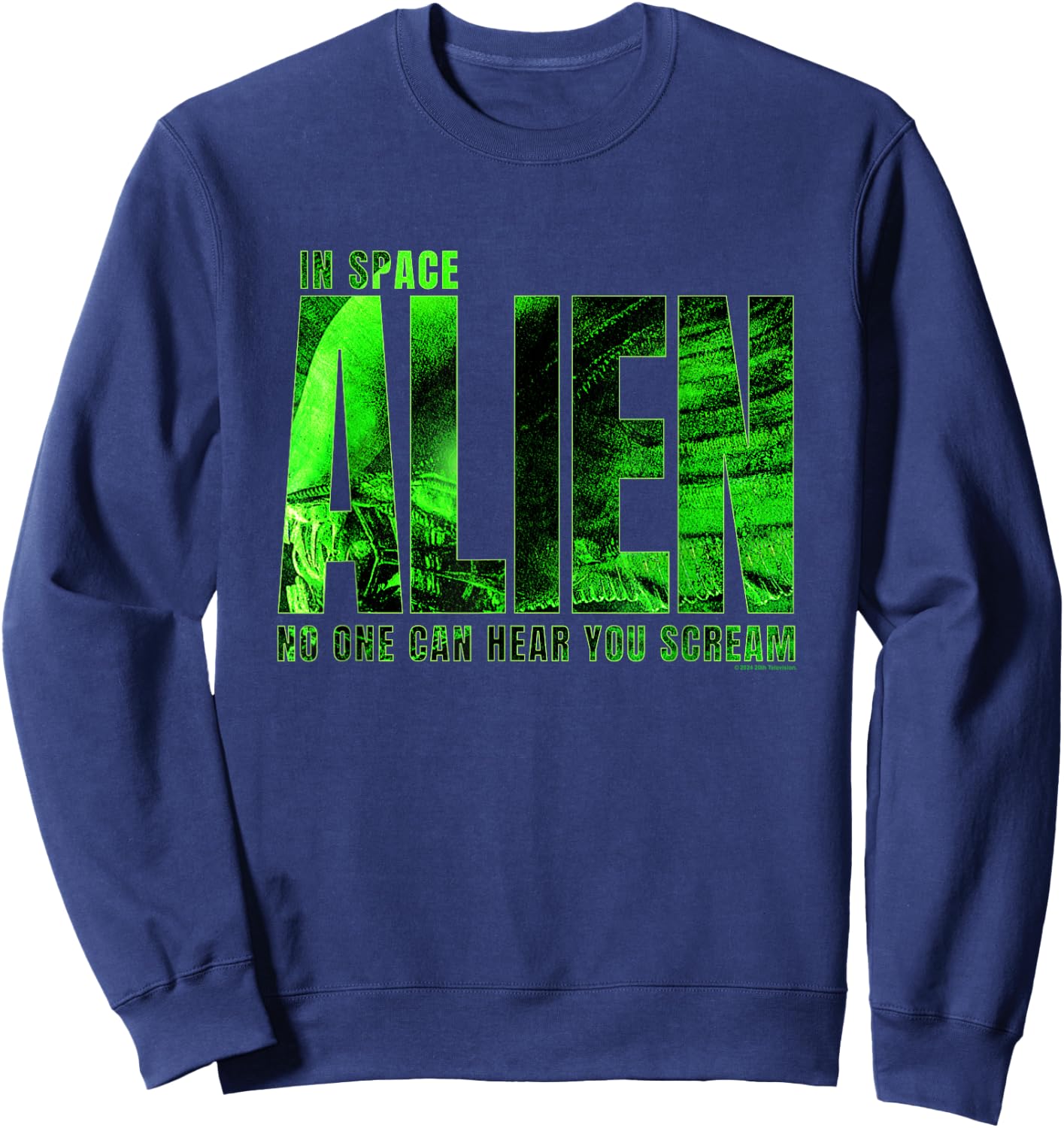 Aliens In Space No One Can Hear You Scream Chest Text Logo Sweatshirt - Sweatshirt | Navy