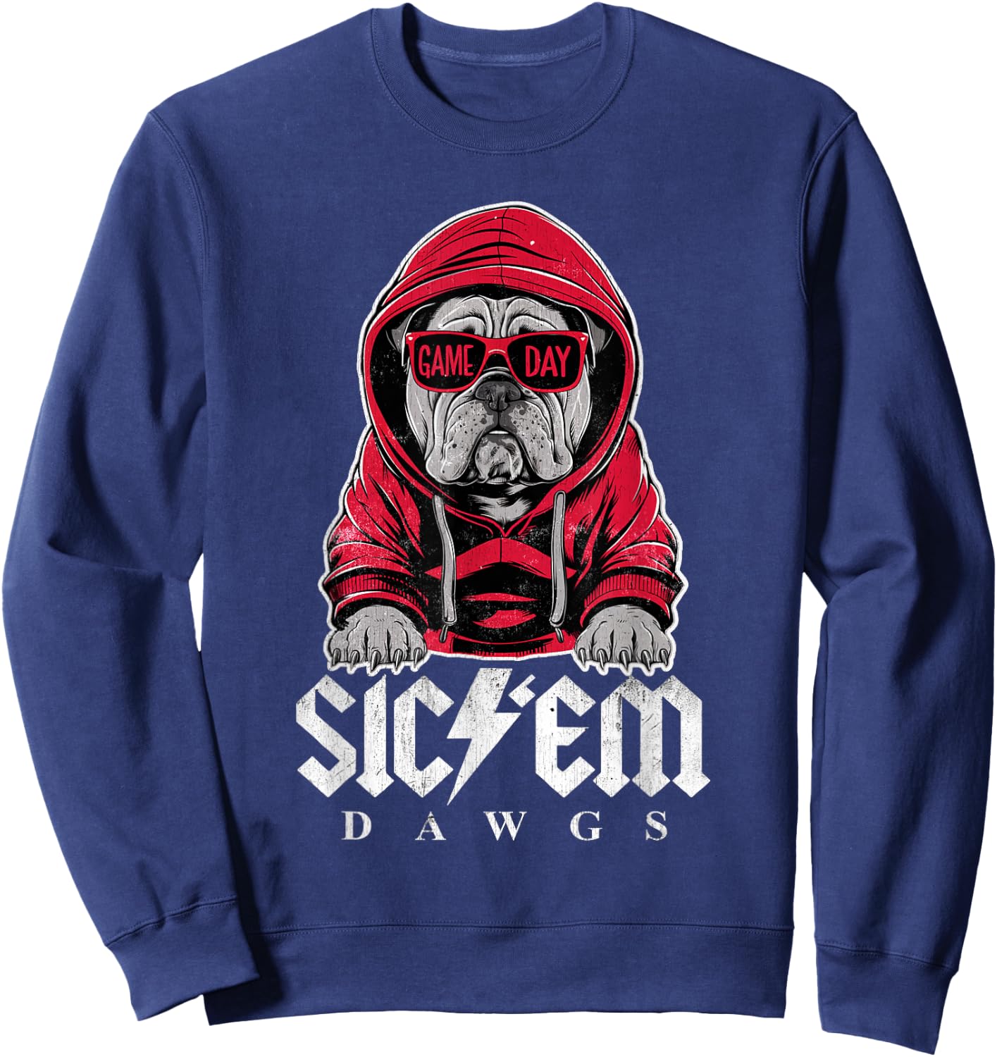 Vintage Bulldog Name Personalized Cute Animal Dogs Game Day Sweatshirt - Sweatshirt | Navy