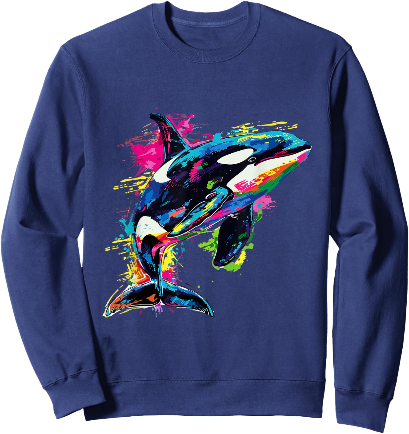 Orca Whale Pop Art Colorful Graphic Sweatshirt - Sweatshirt | Navy