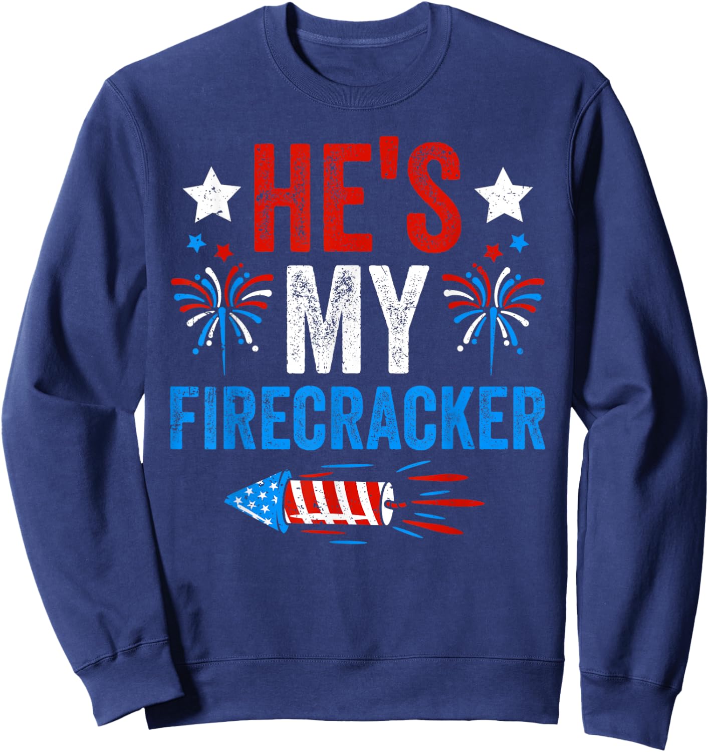 He's My Firecracker His And Hers 4th of July Couples Sweatshirt - Sweatshirt | Navy