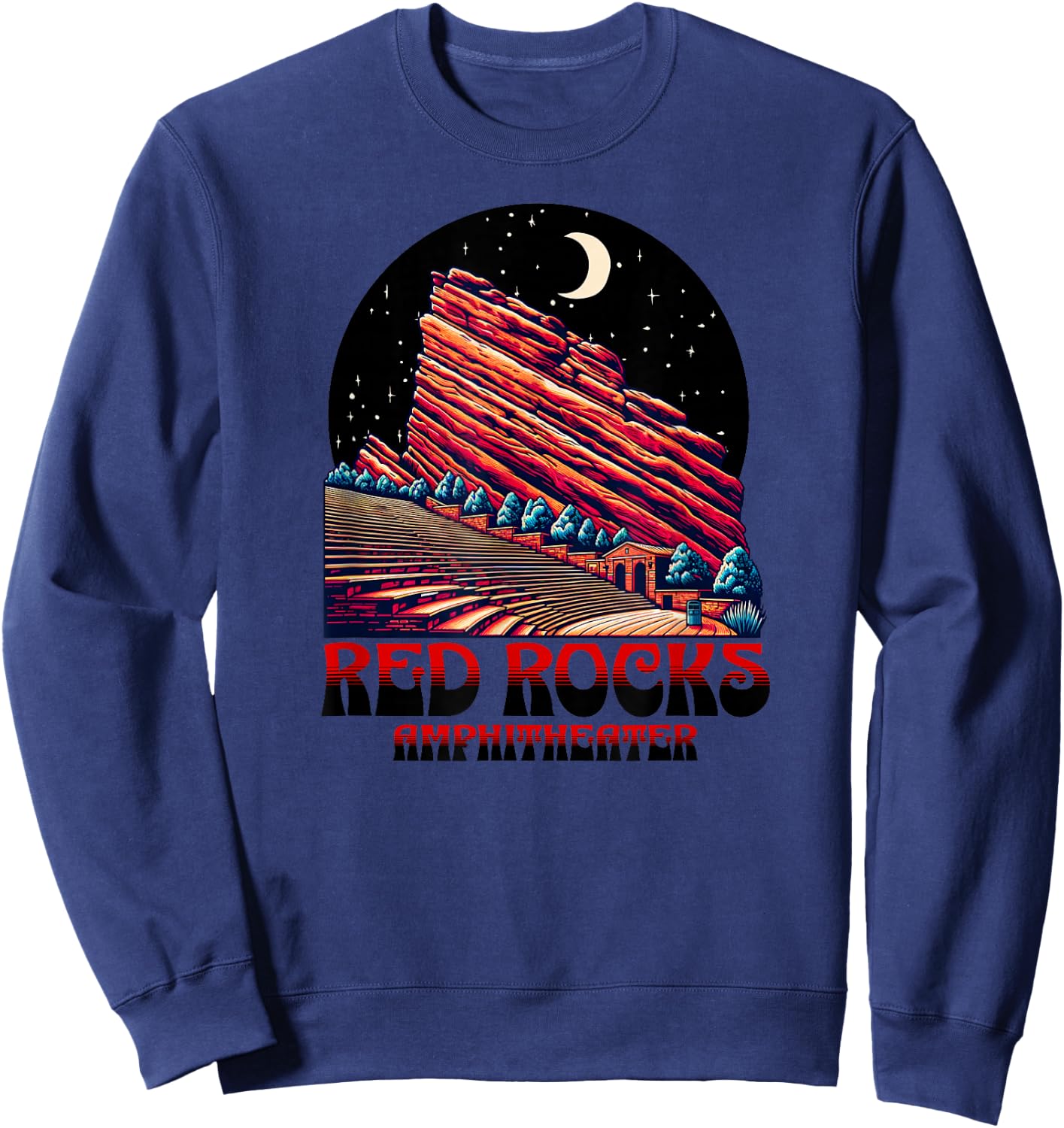 Red Rocks Amphitheater & the Moon - Morrison Colorado Sweatshirt - Sweatshirt | Navy