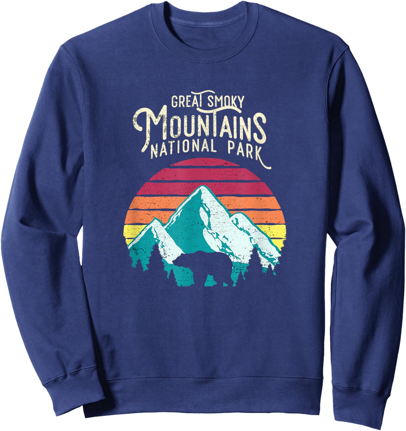 Vintage Great Smoky Mountains National Park Bear T Shirt Sweatshirt - Sweatshirt | Navy