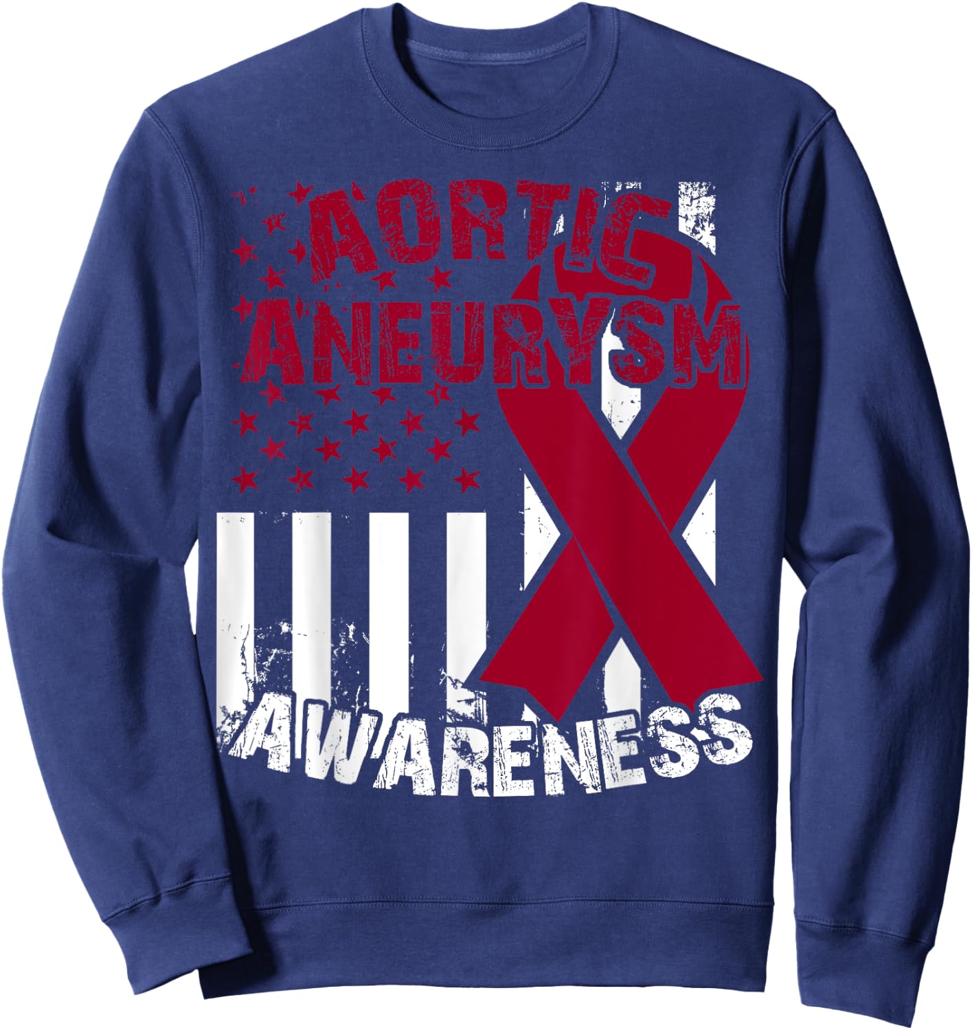 Burgundy Awareness Ribbon - Aortic Aneurysm T Shirt Sweatshirt - Sweatshirt | Navy