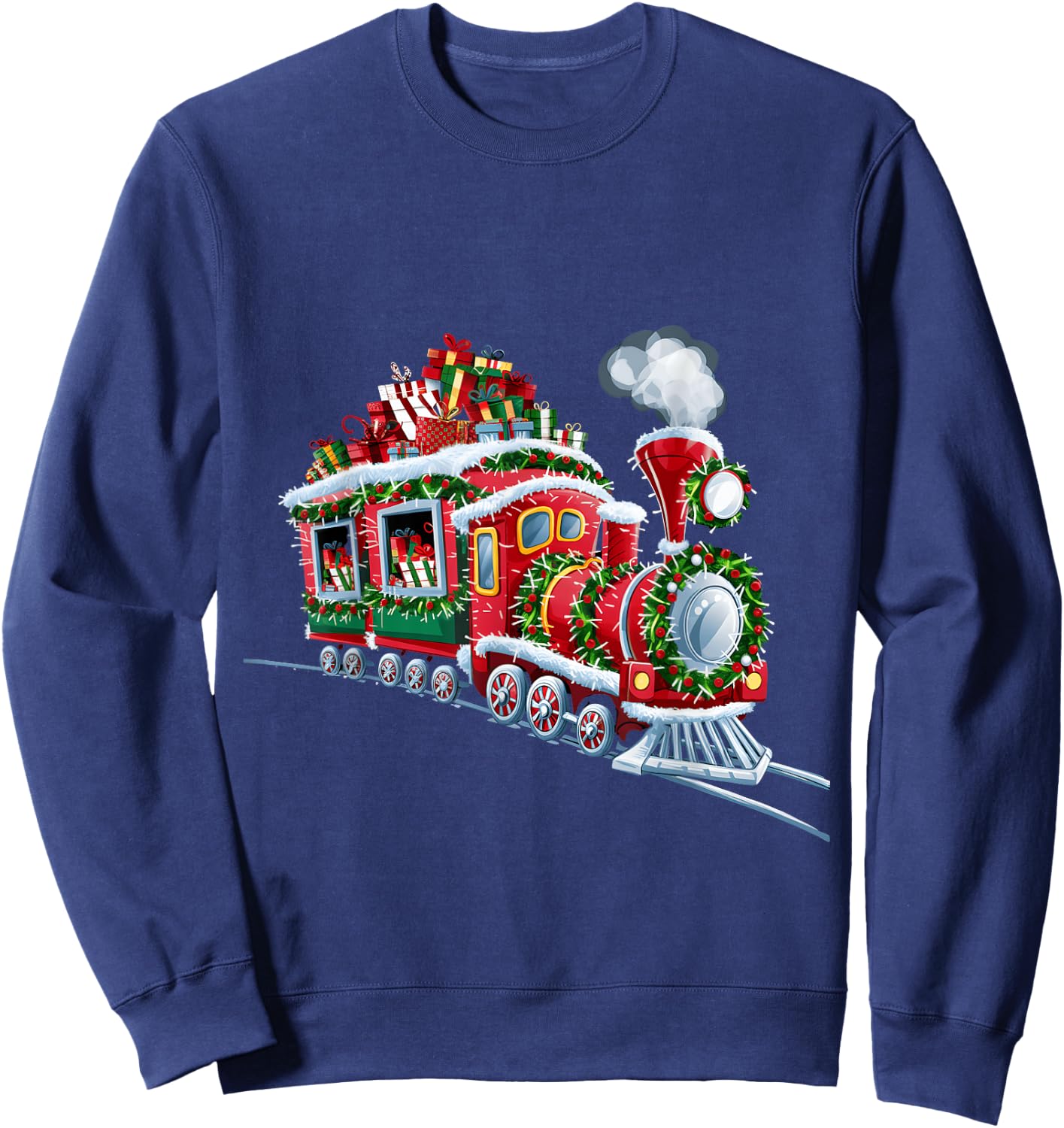 Christmas Train with Presents and Festive Decorations Sweatshirt - Sweatshirt | Navy