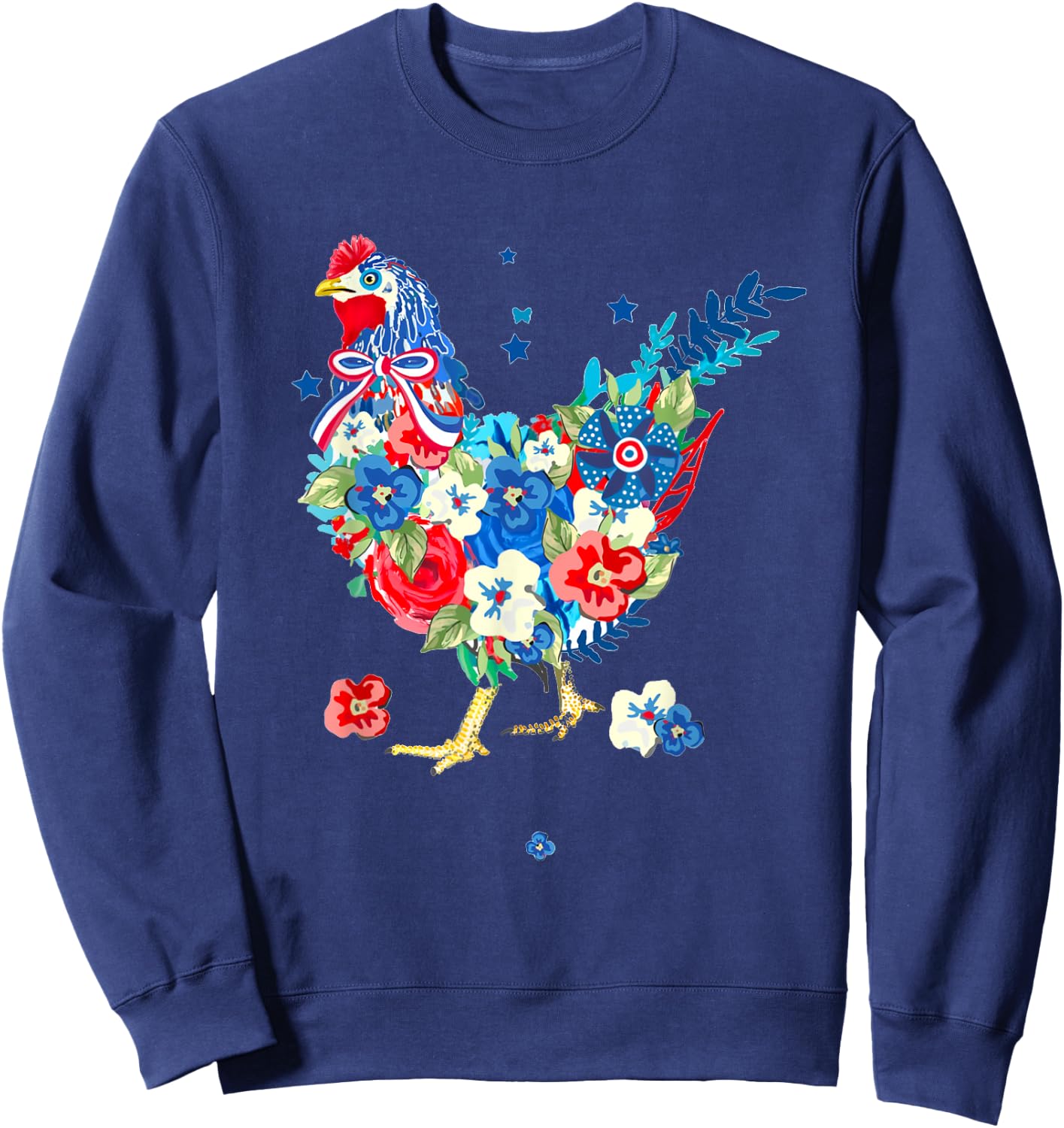 USA American Flag Chicken Lover 4th of July Patriotic Farmer Sweatshirt - Sweatshirt | Navy