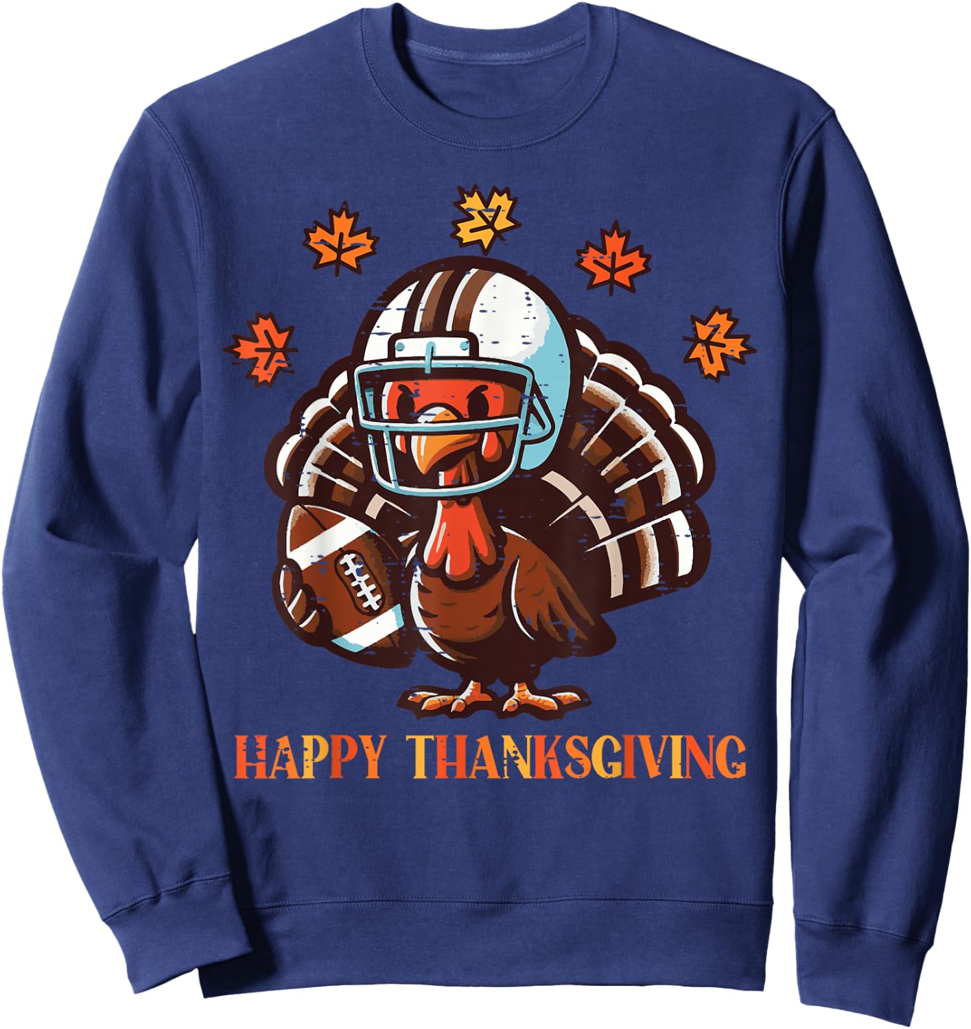 Happy Thanksgiving American Football Turkey Men Boys Kids Sweatshirt - Sweatshirt | Navy