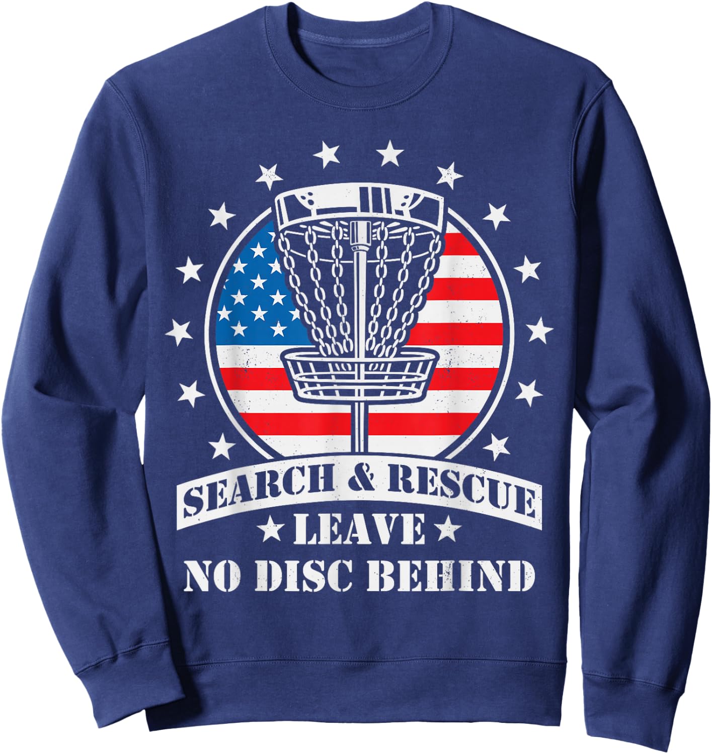 American Flag Disc Golf Search & Rescue 4th of July Golfer Women Girls Kids Men Sweatshirt - Sweatshirt | Navy