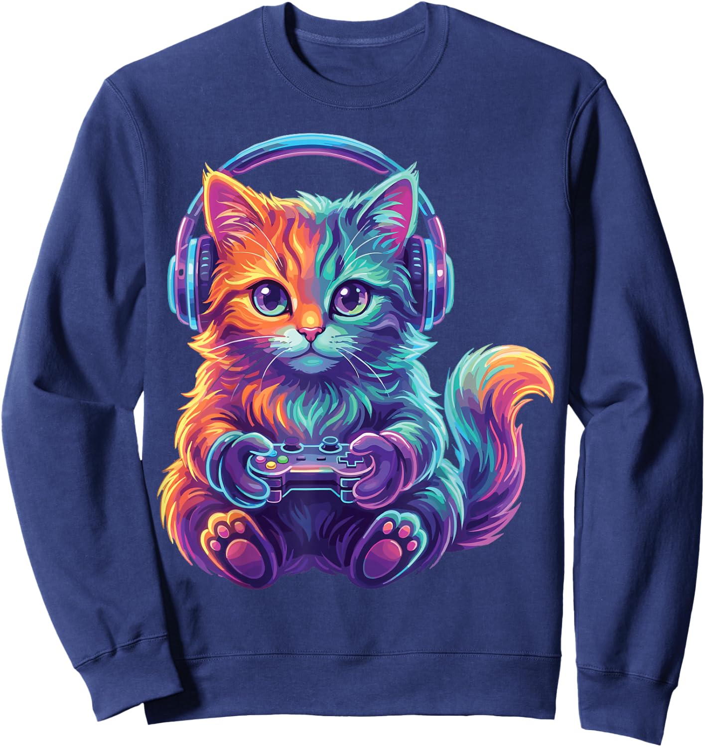 Funny Gaming Video Game Cat Boys Teen Men Girls Sweatshirt - Sweatshirt | Navy