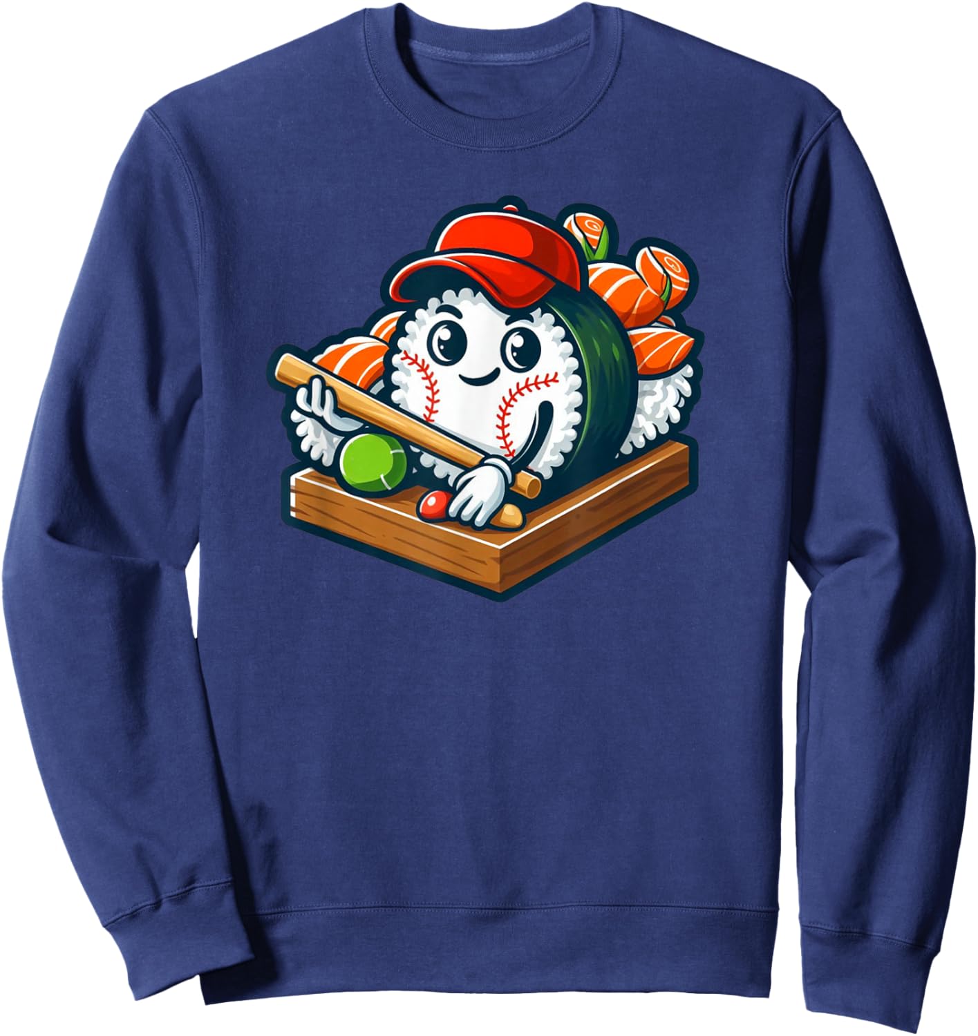 Baseball Sushi Playing Baseball Sweatshirt - Sweatshirt | Navy