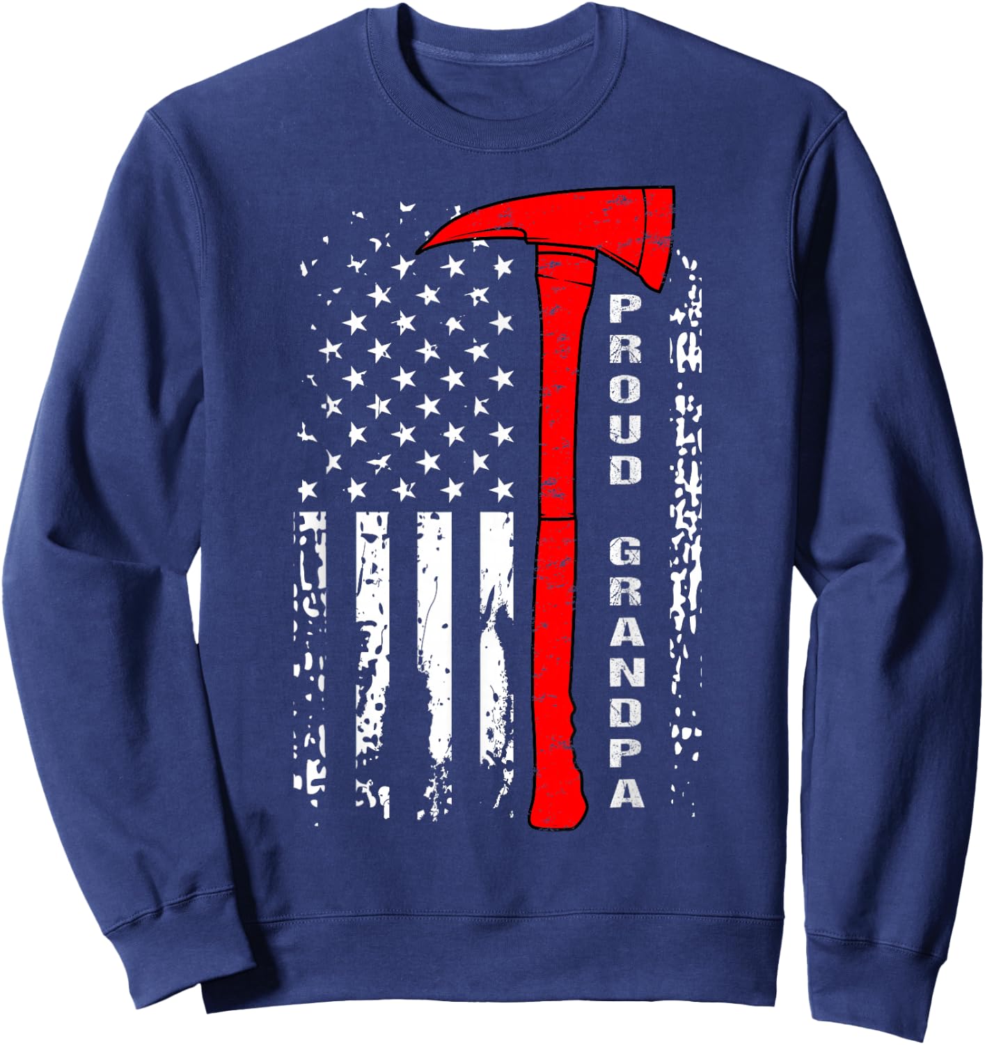Firefighter Grandpa Shirt Proud Grandfather Firefighter Gift Sweatshirt - Sweatshirt | Navy