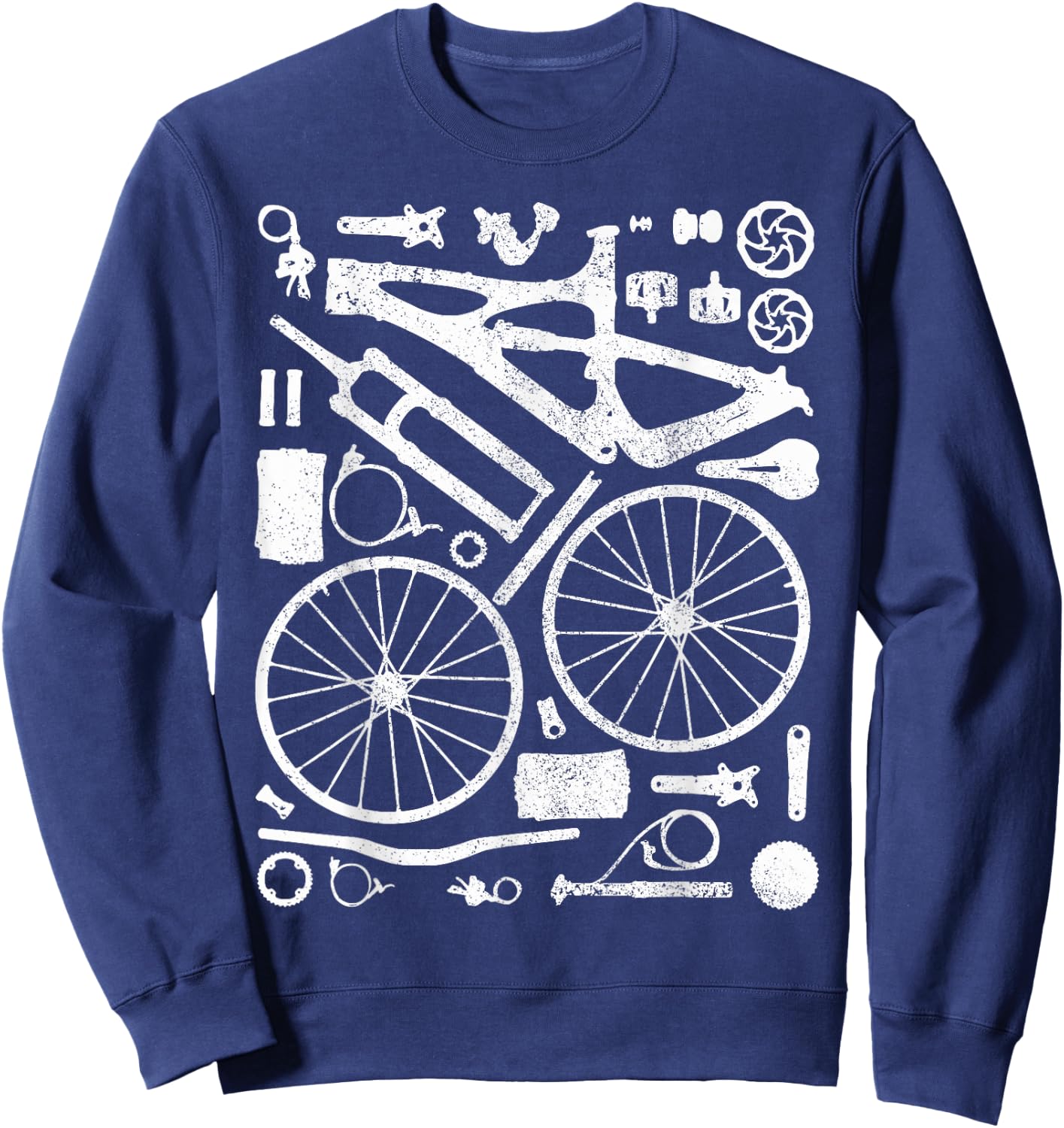 Mountain Bike Parts MTB Bicycle Cycling Downhill Biker Sweatshirt - Sweatshirt | Navy