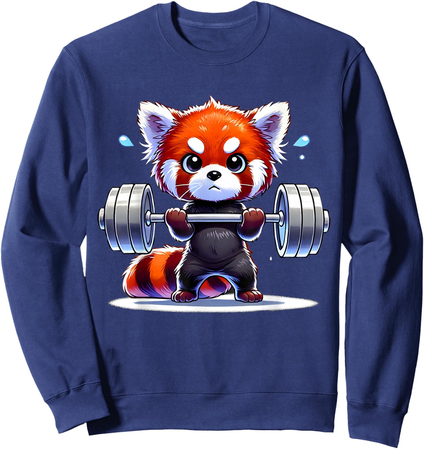 Kawaii Red Panda Weightlifting Funny Fitness Gym Sweatshirt - Sweatshirt | Navy