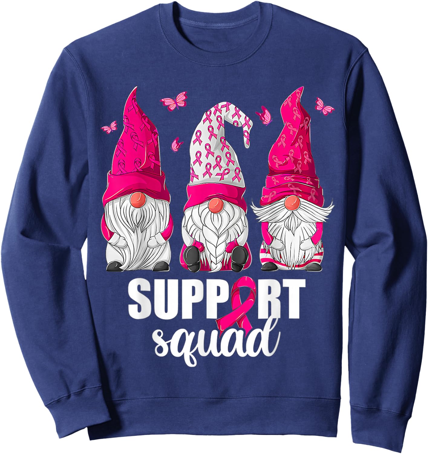 Breast Cancer Awareness Shirt Gnomes Support Squad Sweatshirt - Sweatshirt | Navy