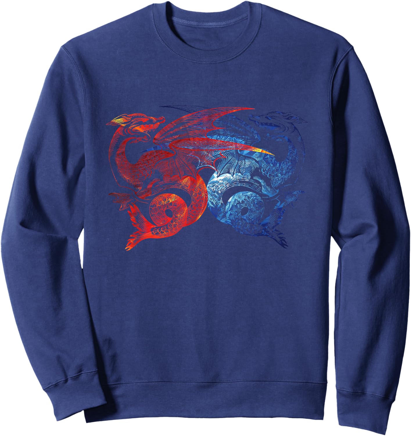 Red & Blue Dragon Fighting Gift Fun Sweatshirt - Sweatshirt | Navy
