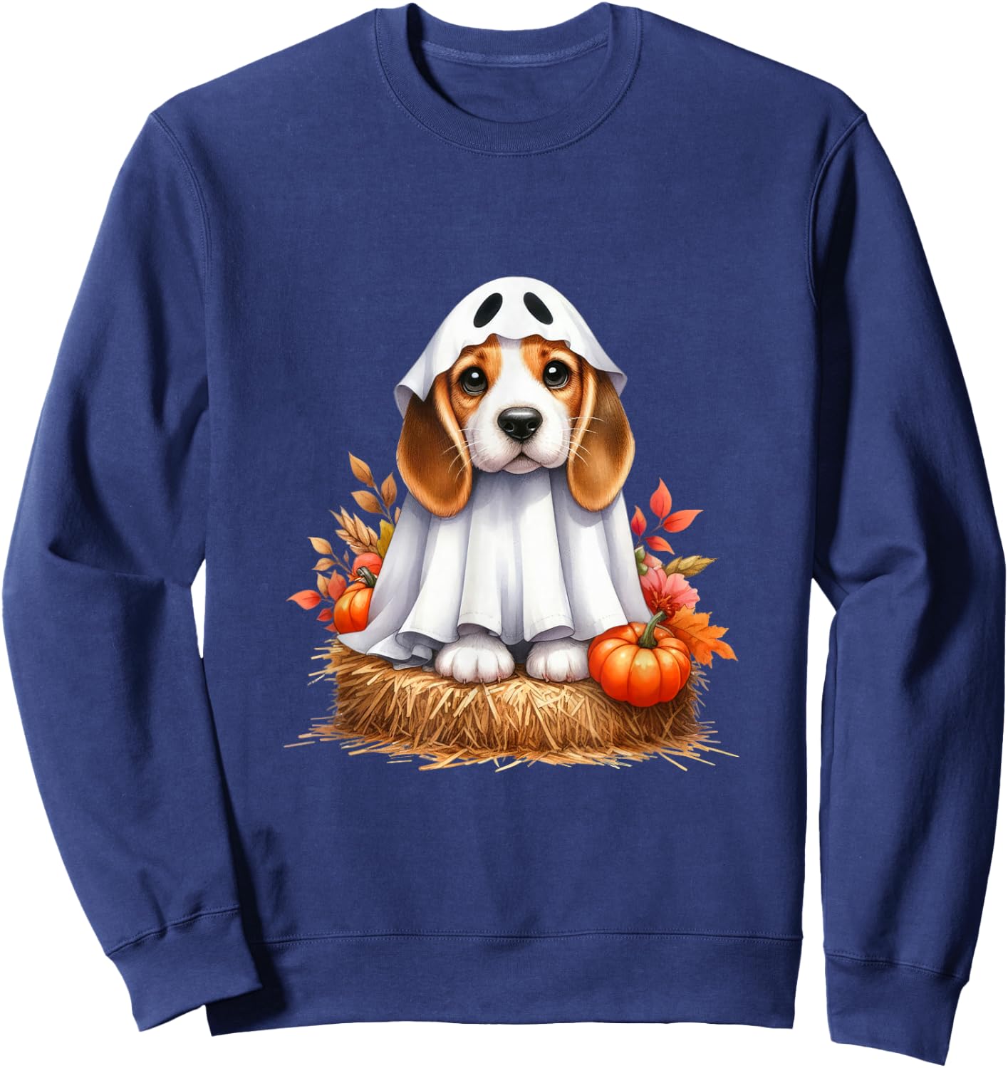 Cute Halloween Beagle dog as ghost dog owner dogs Men Women Kids Sweatshirt - Sweatshirt | Navy